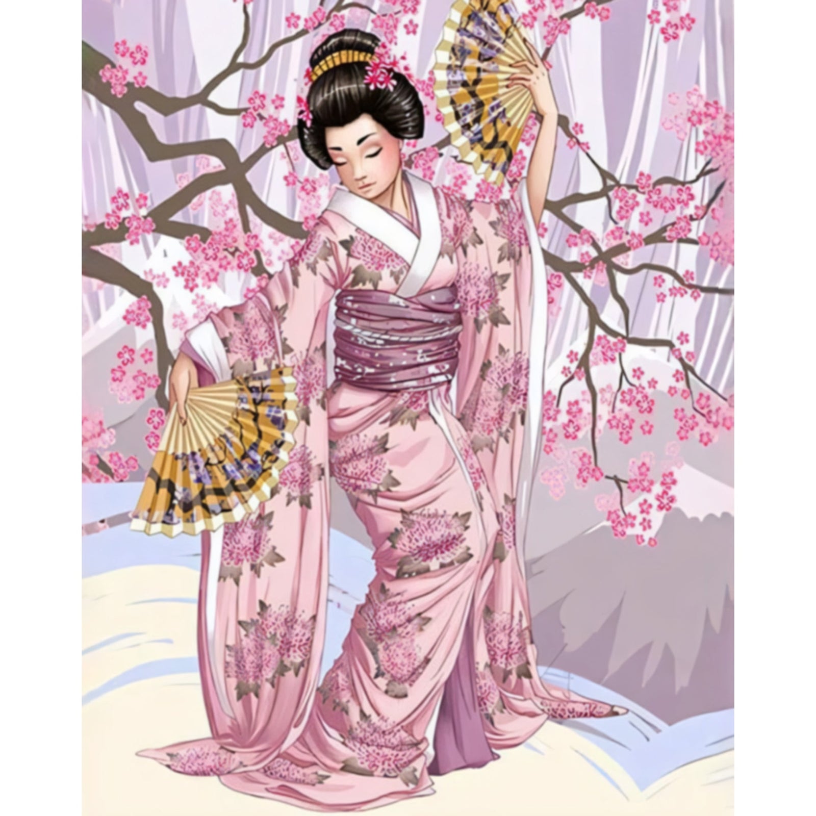 Kimono Dance | Diamond Painting Design - Full Drill Diamond Art with 5d Square or Round Diamonds - AB Drills Available