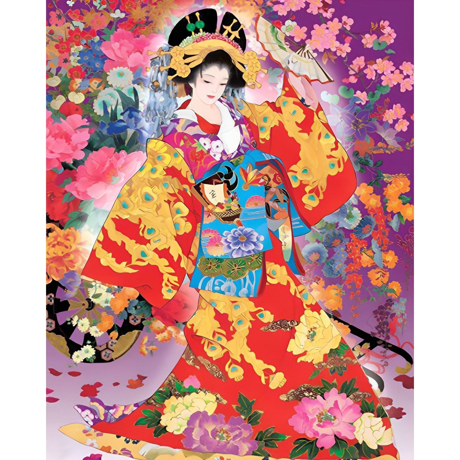 Geisha in Kimono | Diamond Painting Design - Full Drill Diamond Art with 5d Square or Round Diamonds - AB Drills Available