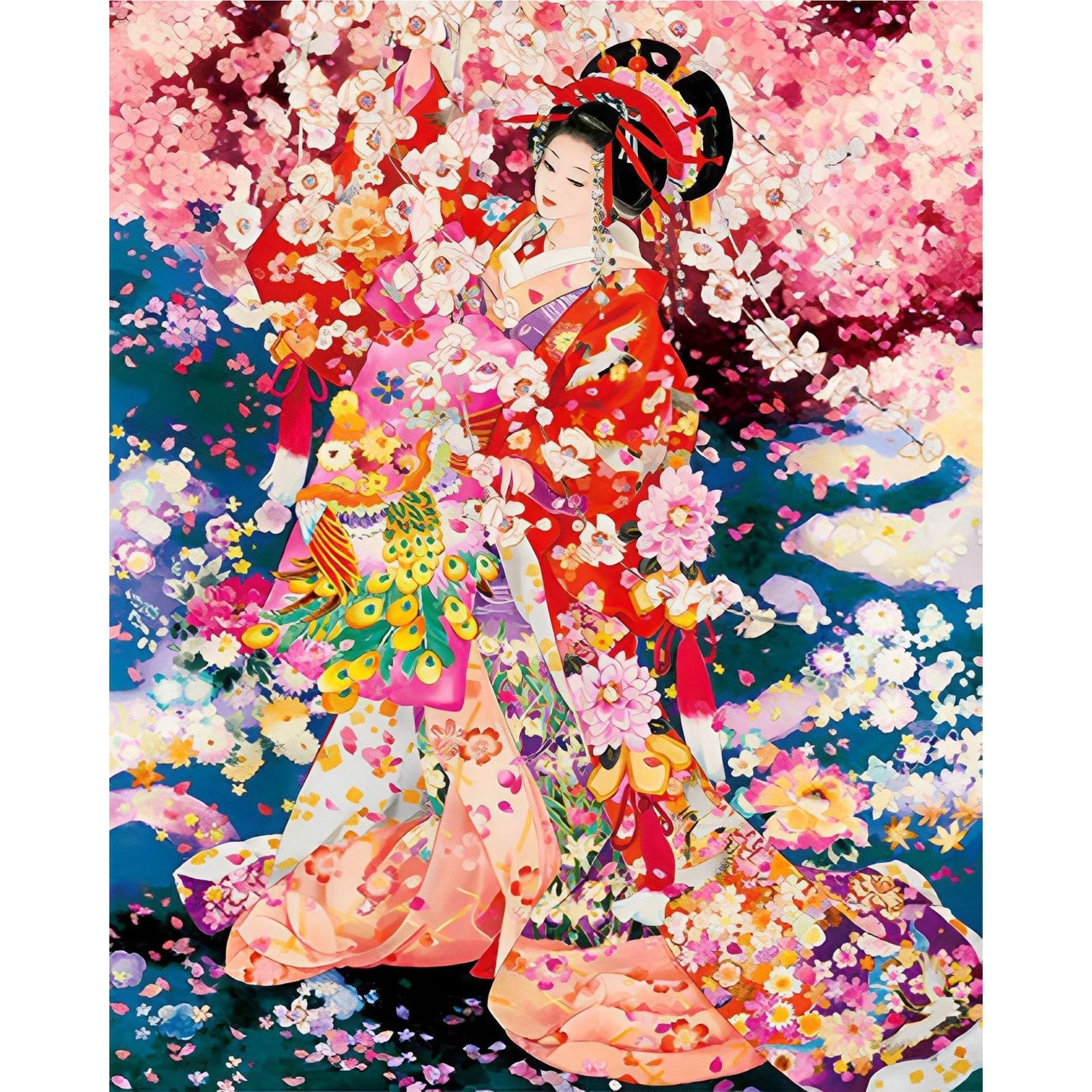 Kimono Festive | Diamond Painting Design - Full Drill Diamond Art with 5d Square or Round Diamonds - AB Drills Available