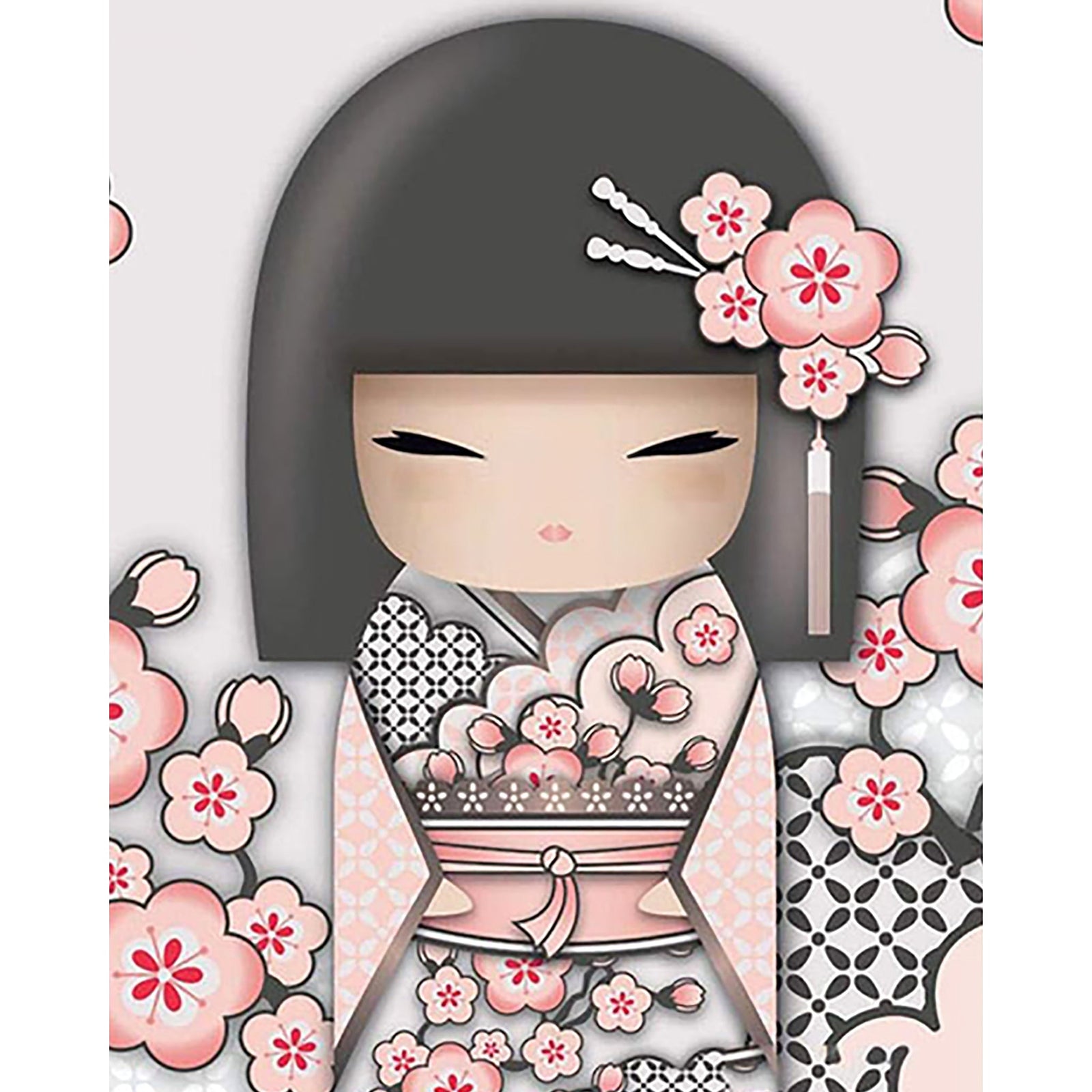 Kimono Girl in Pink | Diamond Painting Design - Full Drill Diamond Art with 5d Square or Round Diamonds - AB Drills Available