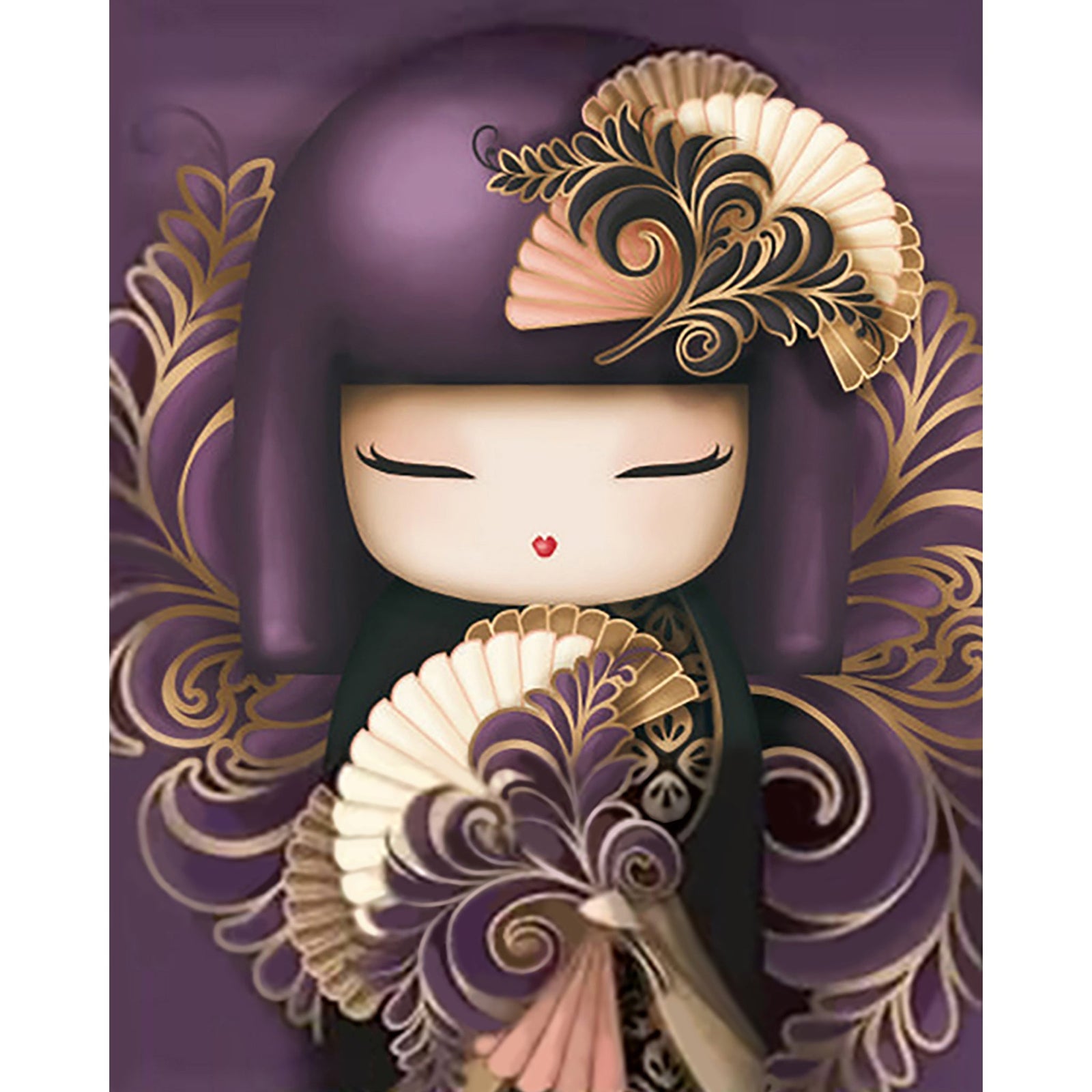 Kimono Girl in Purple | Diamond Painting Design - Full Drill Diamond Art with 5d Square or Round Diamonds - AB Drills Available