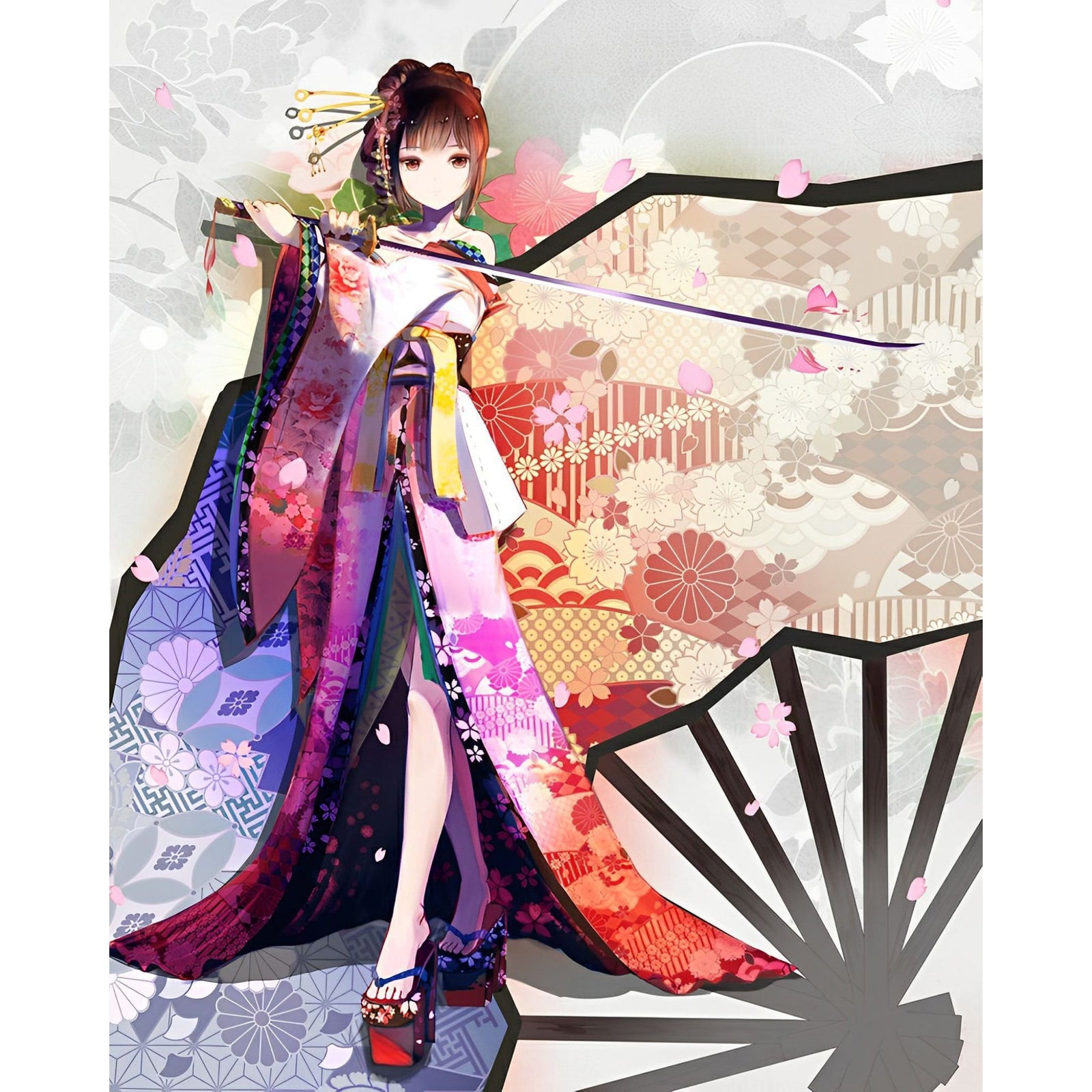 Yukata Anime | Diamond Painting Design - Full Drill Diamond Art with 5d Square or Round Diamonds - AB Drills Available