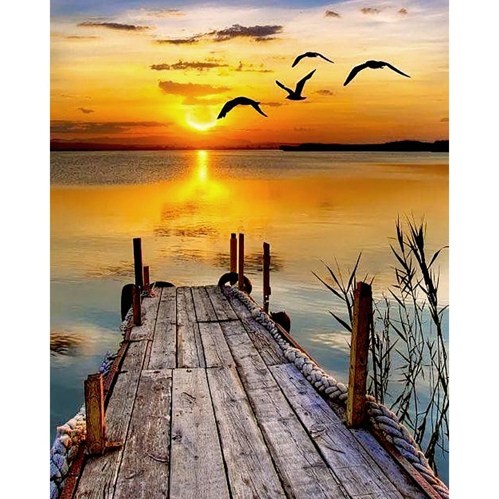 Lakeside Sunset Jetty Bliss | Diamond Painting