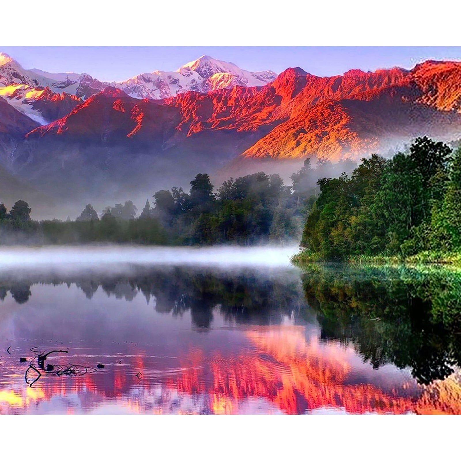 Lake Matheson | Diamond Painting Design - Full Drill Diamond Art with 5d Square or Round Diamonds - AB Drills Available