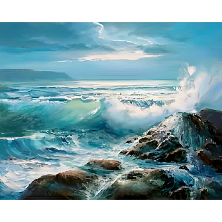 Waves Crashing on Rocks | Diamond Painting