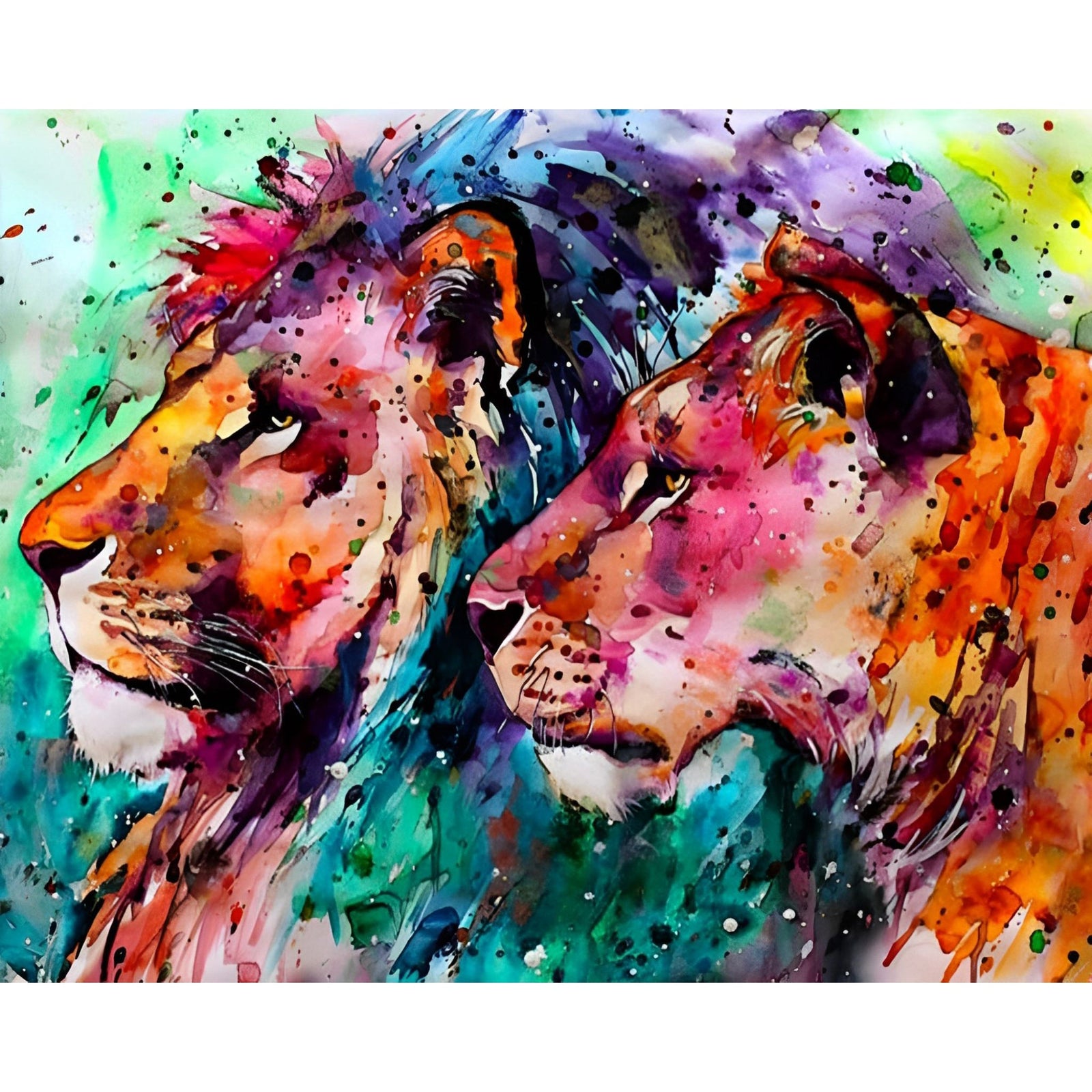 Colored Lion | Diamond Painting Design - Full Drill Diamond Art with 5d Square or Round Diamonds - AB Drills Available