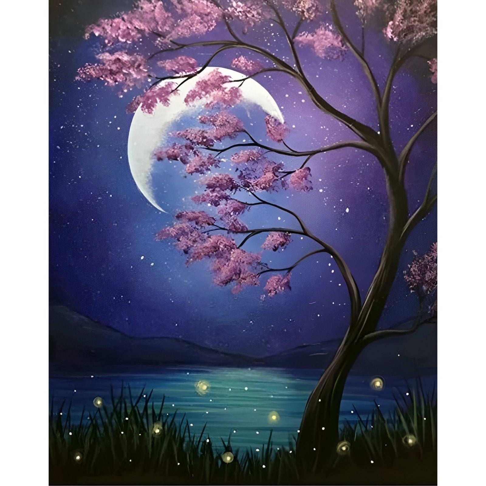 Tree in the moon | Diamond Painting Design - Full Drill Diamond Art with 5d Square or Round Diamonds - AB Drills Available