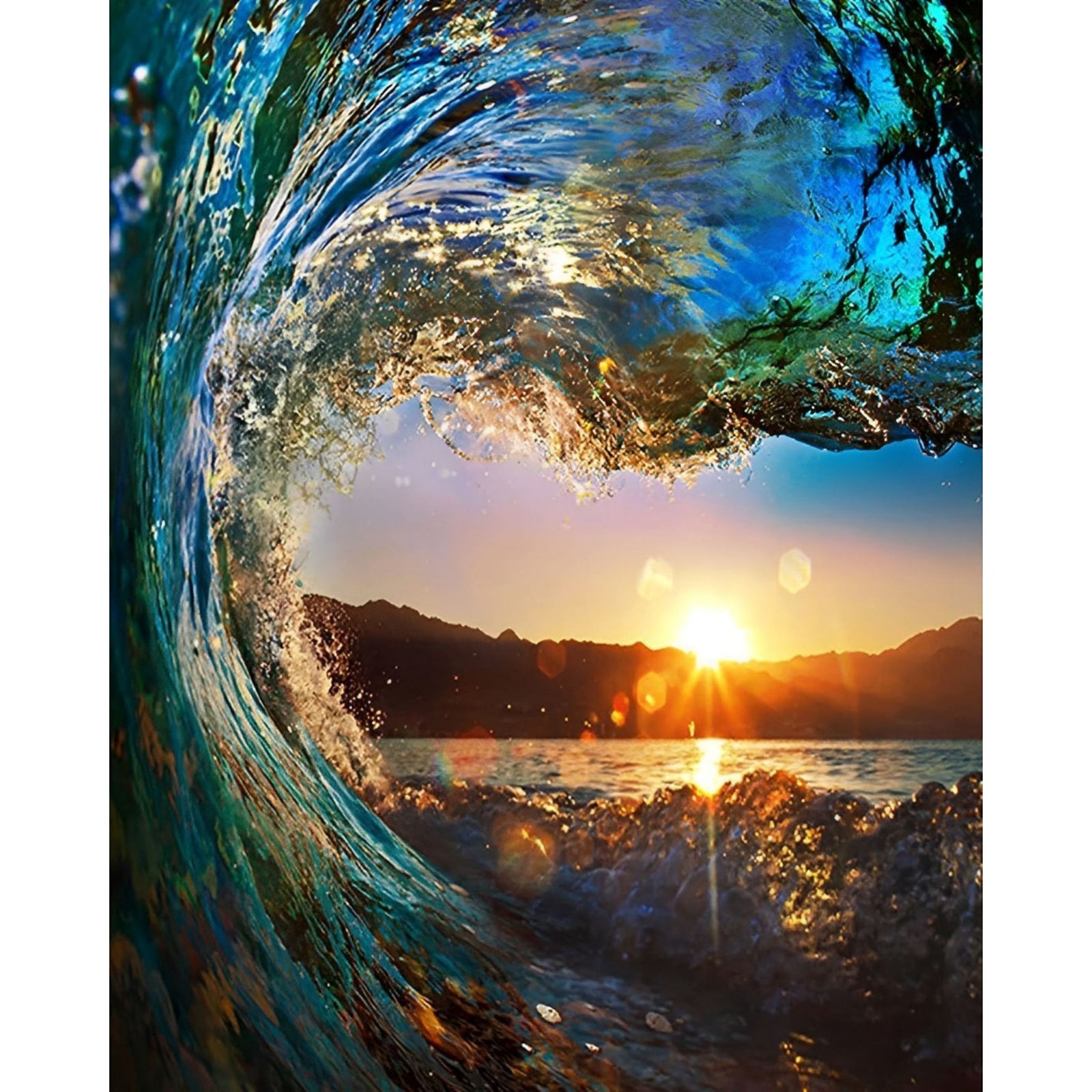 Sunset Ocean Wave | Diamond Painting Design - Full Drill Diamond Art with 5d Square or Round Diamonds - AB Drills Available