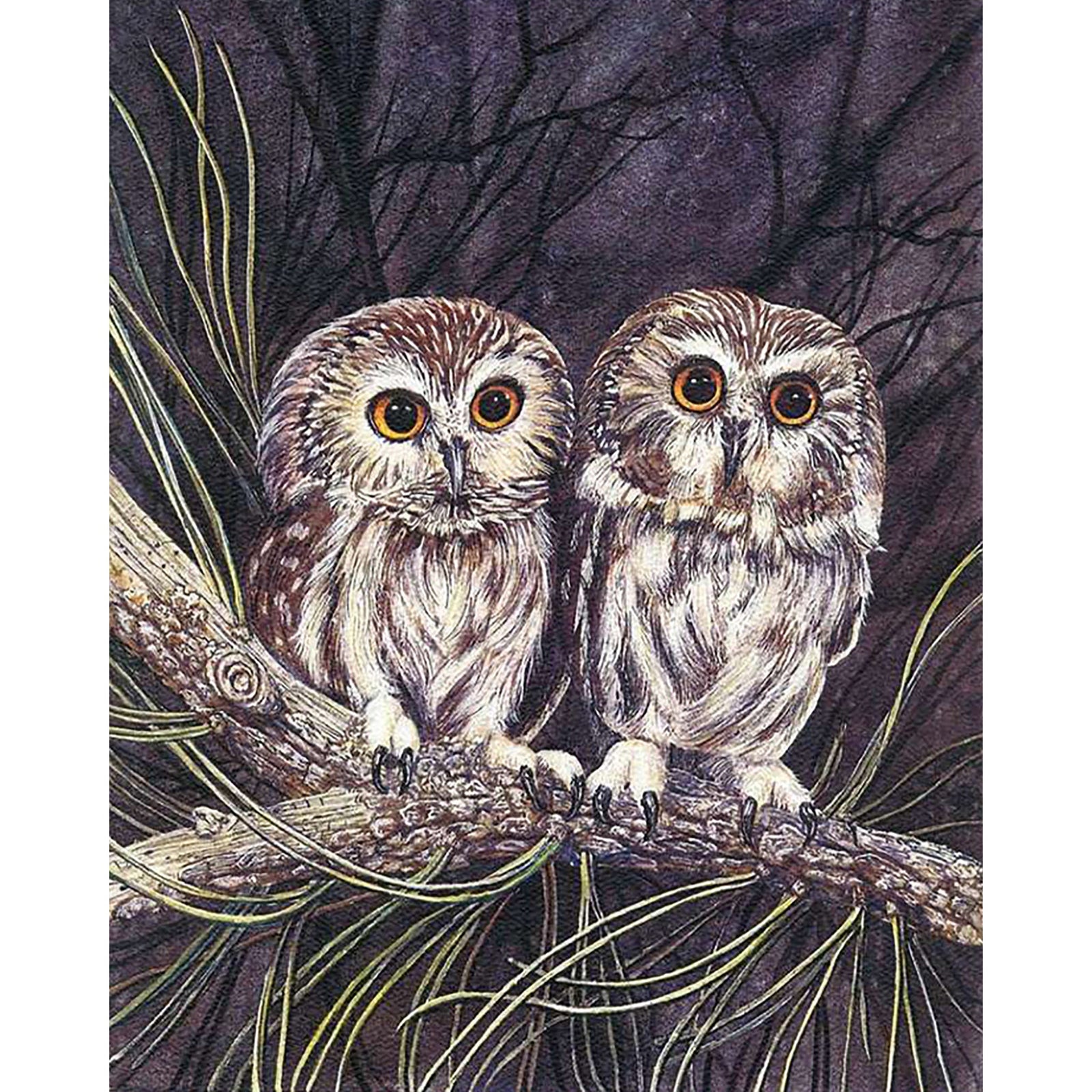 Owl Twins | Diamond Painting Design - Full Drill Diamond Art with 5d Square or Round Diamonds - AB Drills Available