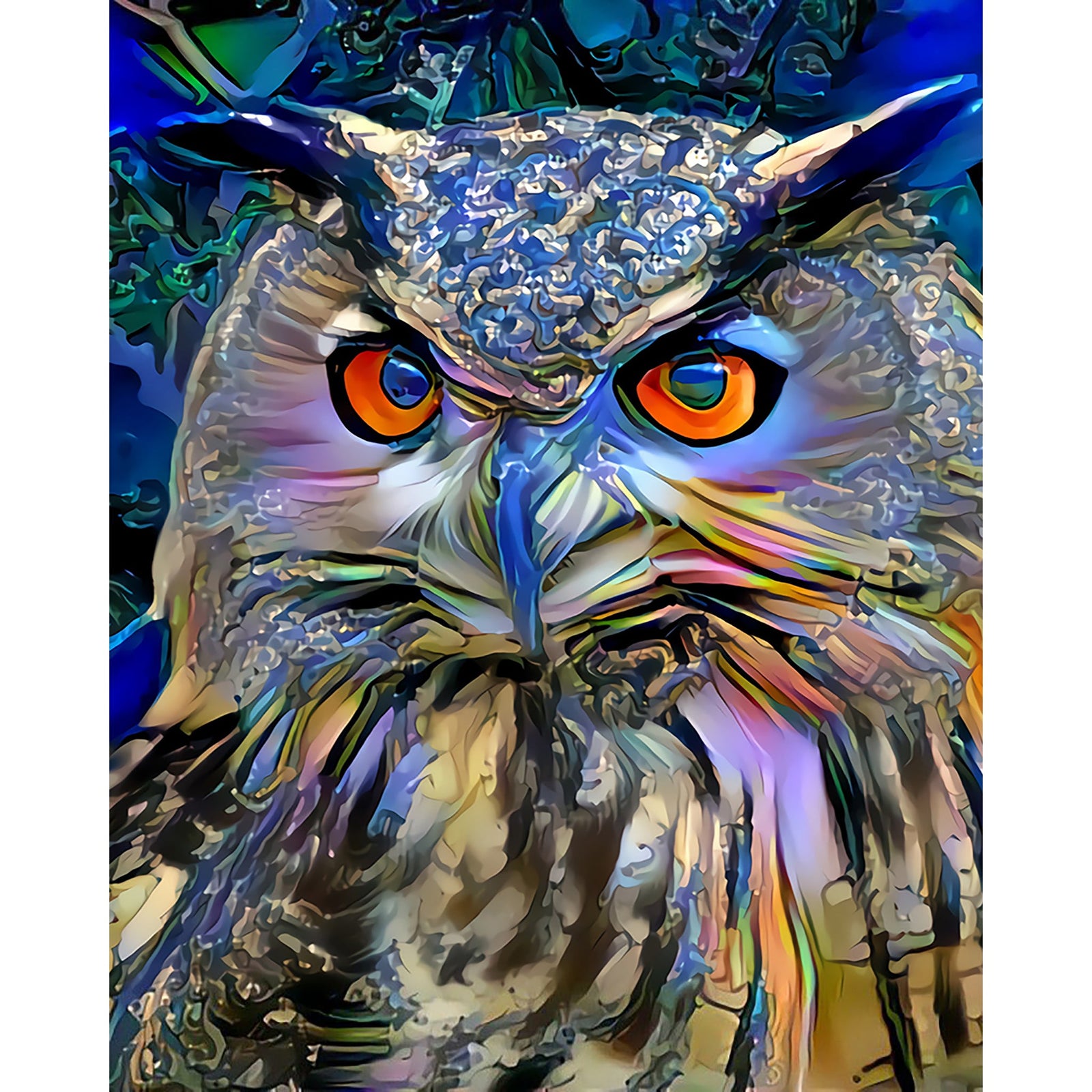 Metallic Owl | Diamond Painting Design - Full Drill Diamond Art with 5d Square or Round Diamonds - AB Drills Available