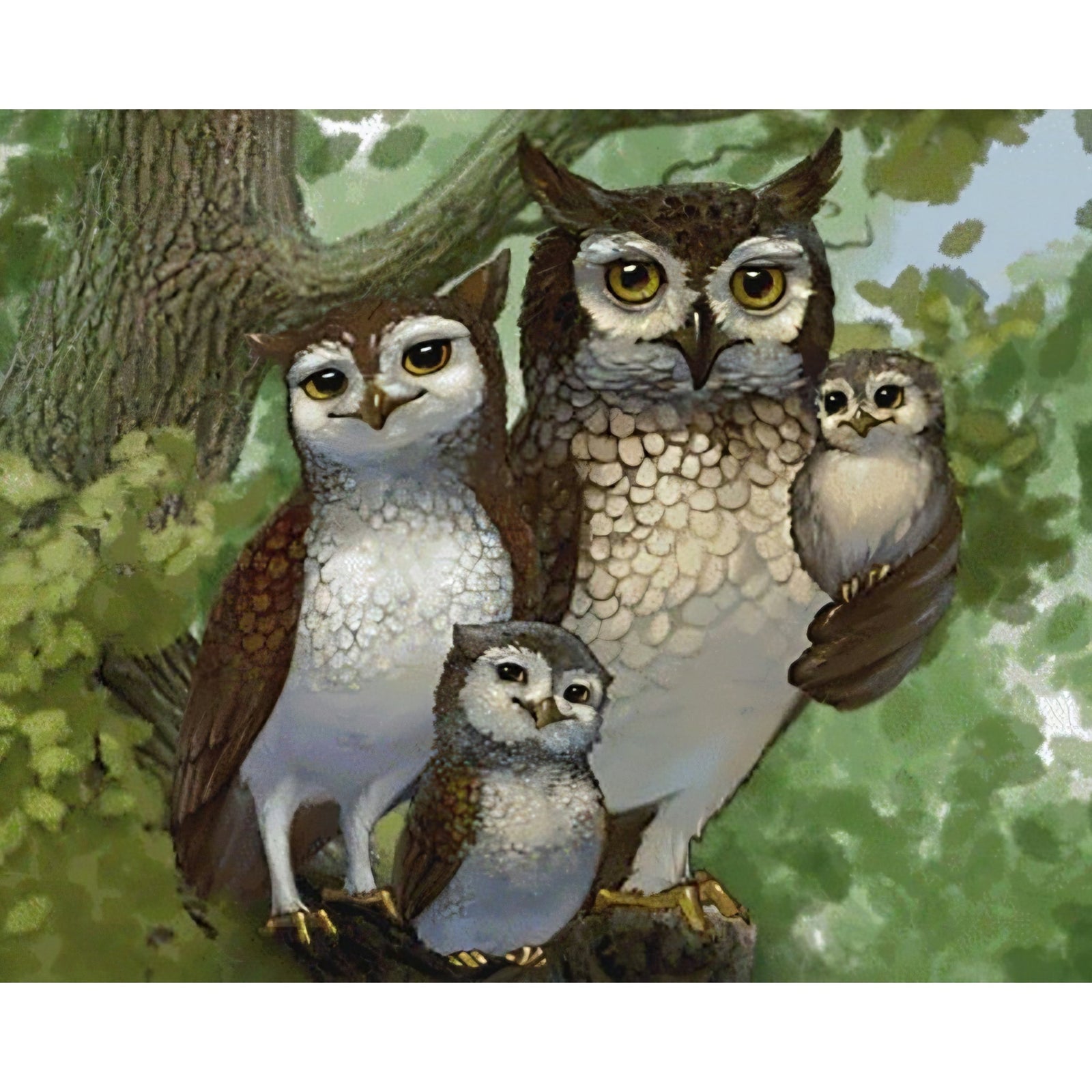 Owl Families | Diamond Painting Design - Full Drill Diamond Art with 5d Square or Round Diamonds - AB Drills Available