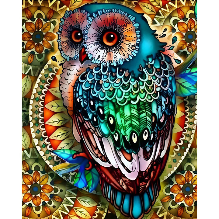 Mandala Berry Branch Owl | Diamond Painting
