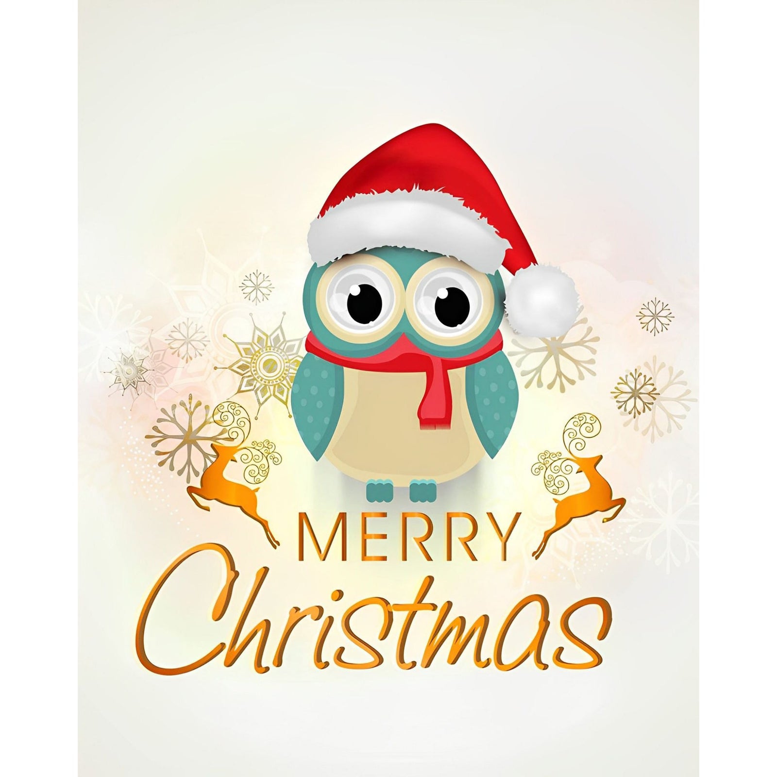 Merry Christmas Owl | Diamond Painting Design - Full Drill Diamond Art with 5d Square or Round Diamonds - AB Drills Available