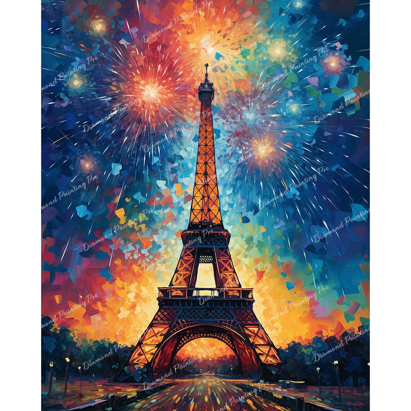 Fireworks over Eiffel | Diamond Painting Design - Full Drill Diamond Art with 5d Square or Round Diamonds - AB Drills Available