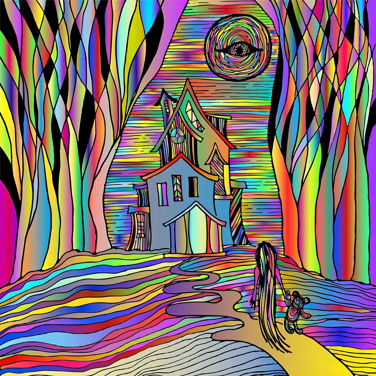 Trippy Haunted House | Diamond Painting Design - Full Drill Diamond Art with 5d Square or Round Diamonds - AB Drills Available