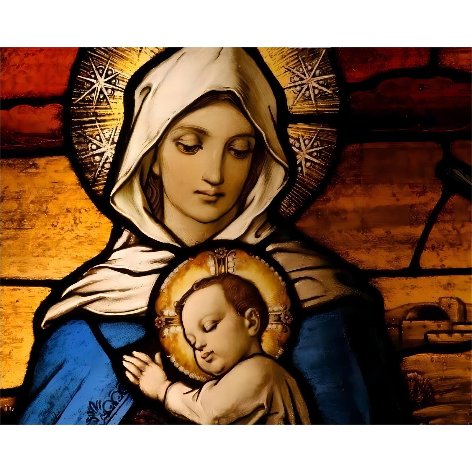 Virgin Mary with Baby Jesus | Diamond Painting Design - Full Drill Diamond Art with 5d Square or Round Diamonds - AB Drills Available