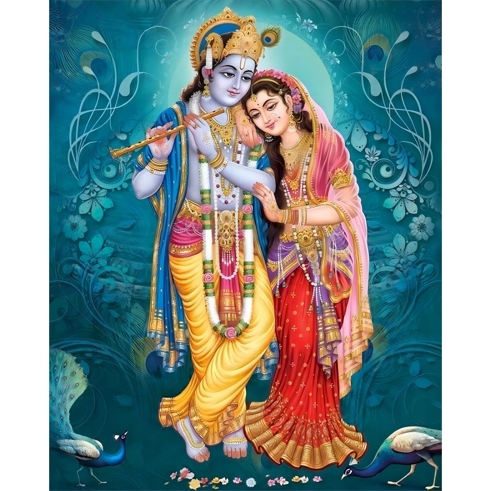 Radha & Krishna Couple | Diamond Painting Design - Full Drill Diamond Art with 5d Square or Round Diamonds - AB Drills Available