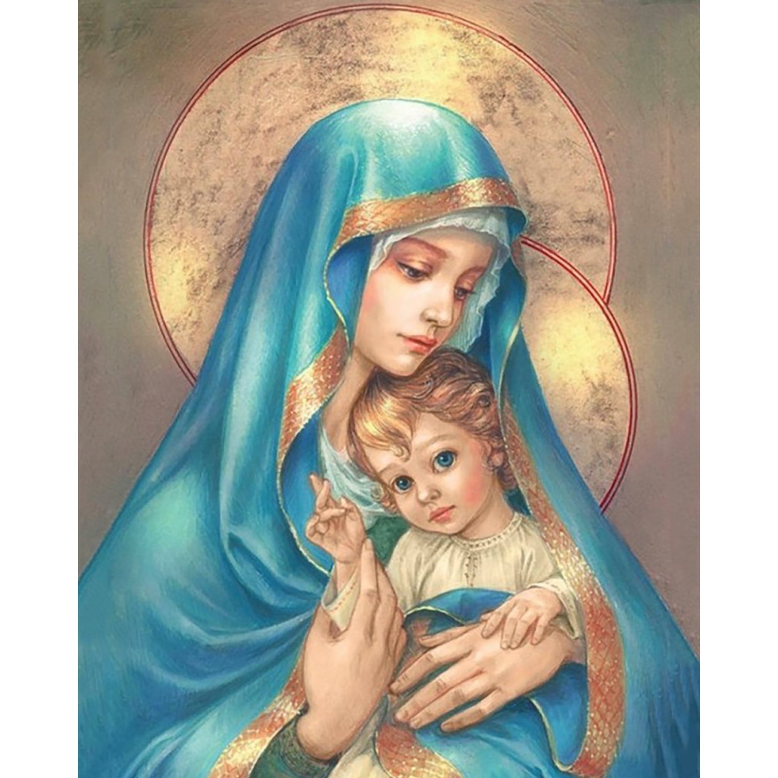 Virgin Mary with Jesus | Diamond Painting Design - Full Drill Diamond Art with 5d Square or Round Diamonds - AB Drills Available