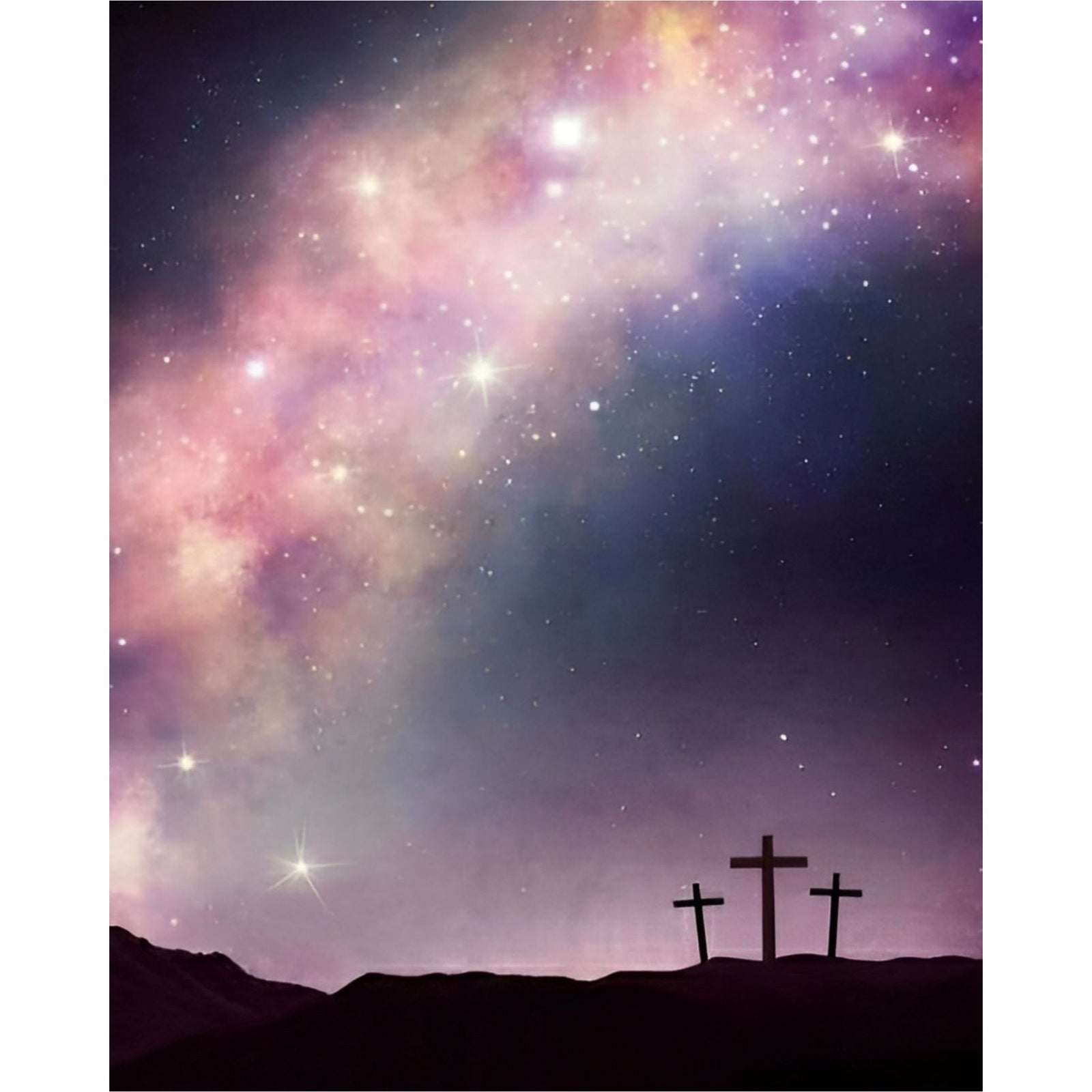 Three Crosses Under the Milky Way | Diamond Painting Design - Full Drill Diamond Art with 5d Square or Round Diamonds - AB Drills Available