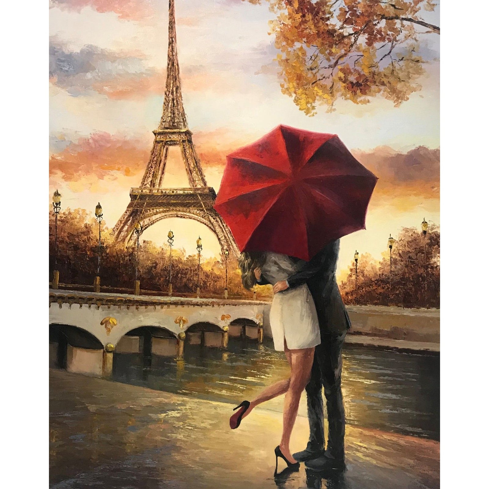 Eiffel Tower and Couple | Diamond Painting Design - Full Drill Diamond Art with 5d Square or Round Diamonds - AB Drills Available