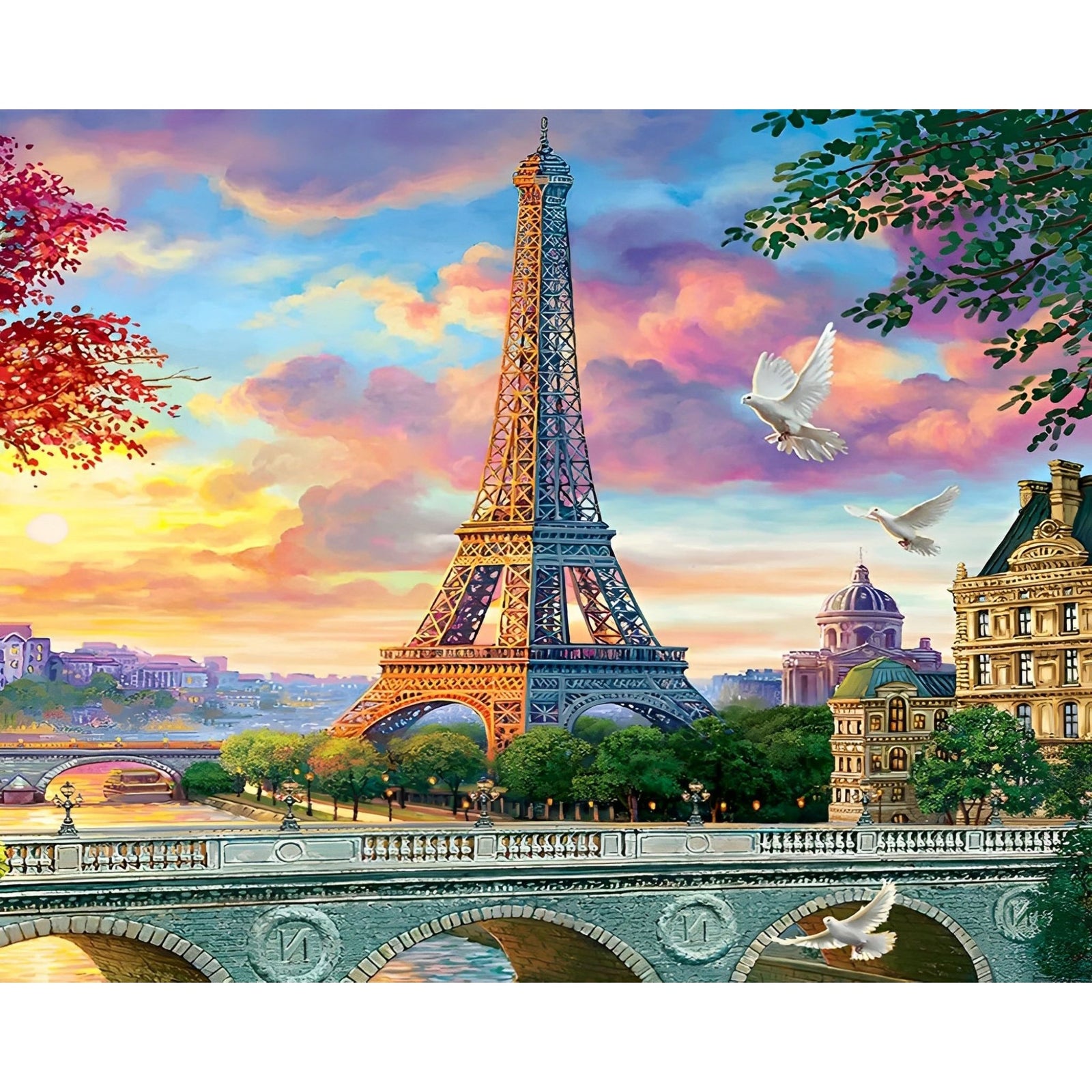 Eiffel Tower Sunset | Diamond Painting Design - Full Drill Diamond Art with 5d Square or Round Diamonds - AB Drills Available