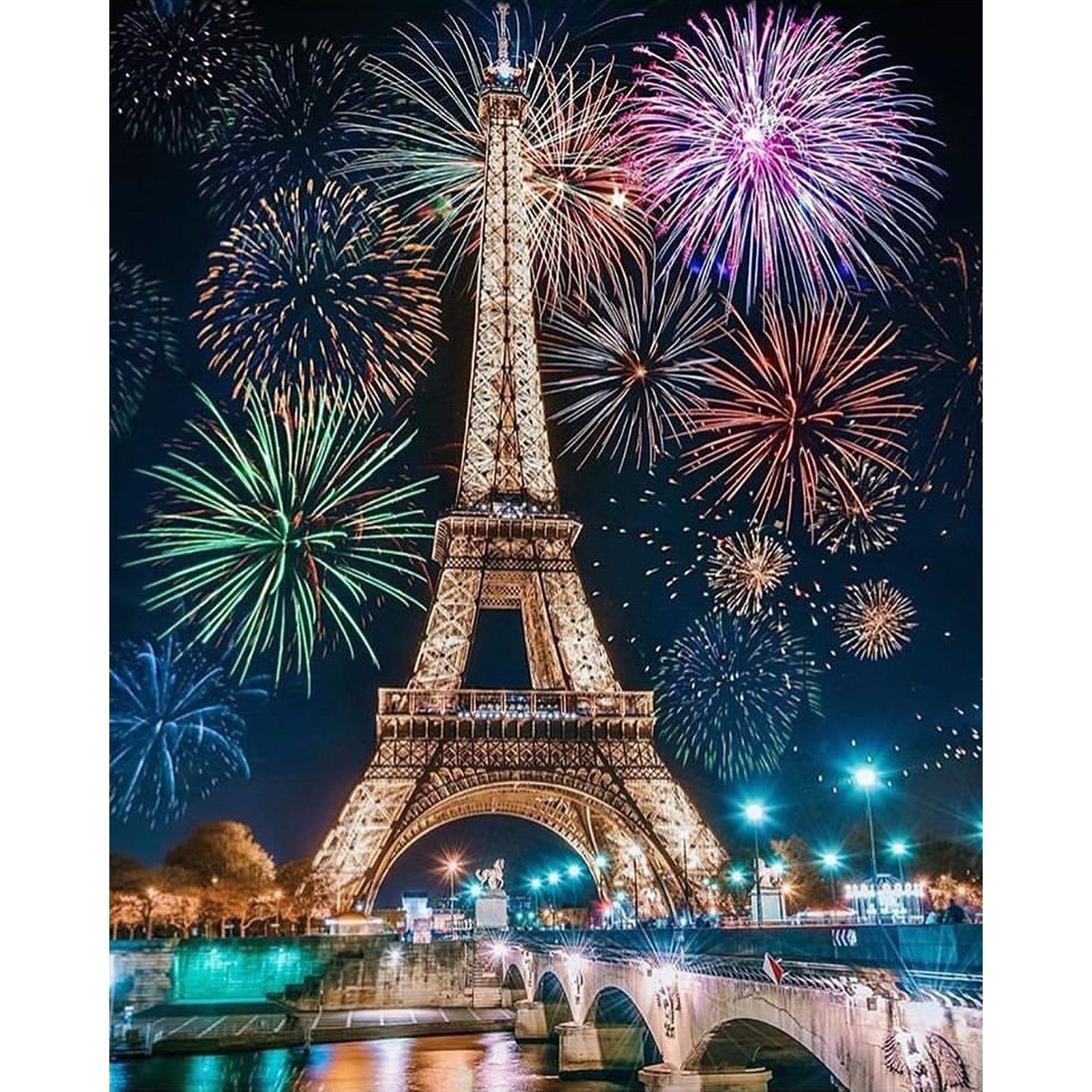 Fireworks over Eiffel Tower | Diamond Painting Design - Full Drill Diamond Art with 5d Square or Round Diamonds - AB Drills Available