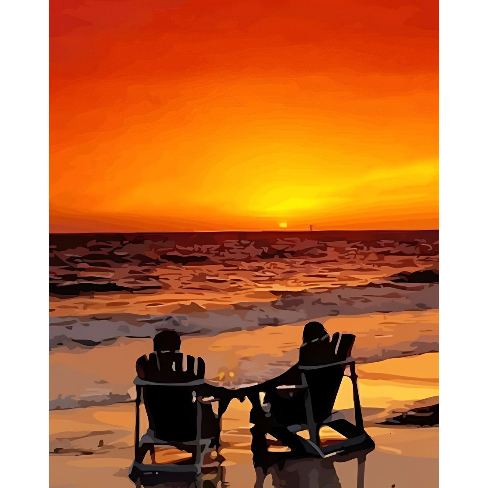 Romantic Beach and Sunset | Diamond Painting Design - Full Drill Diamond Art with 5d Square or Round Diamonds - AB Drills Available