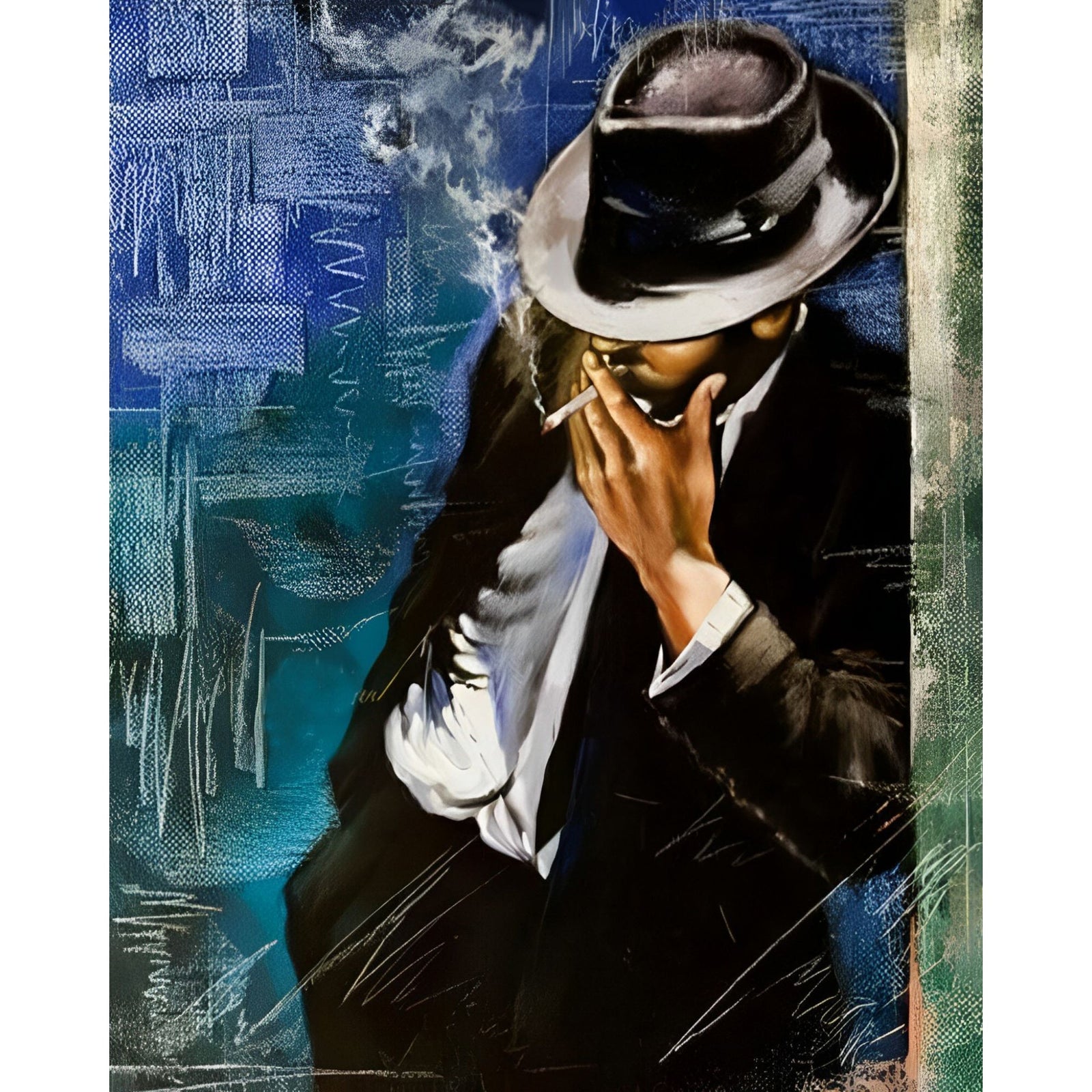 Smoking Man | Diamond Painting Design - Full Drill Diamond Art with 5d Square or Round Diamonds - AB Drills Available