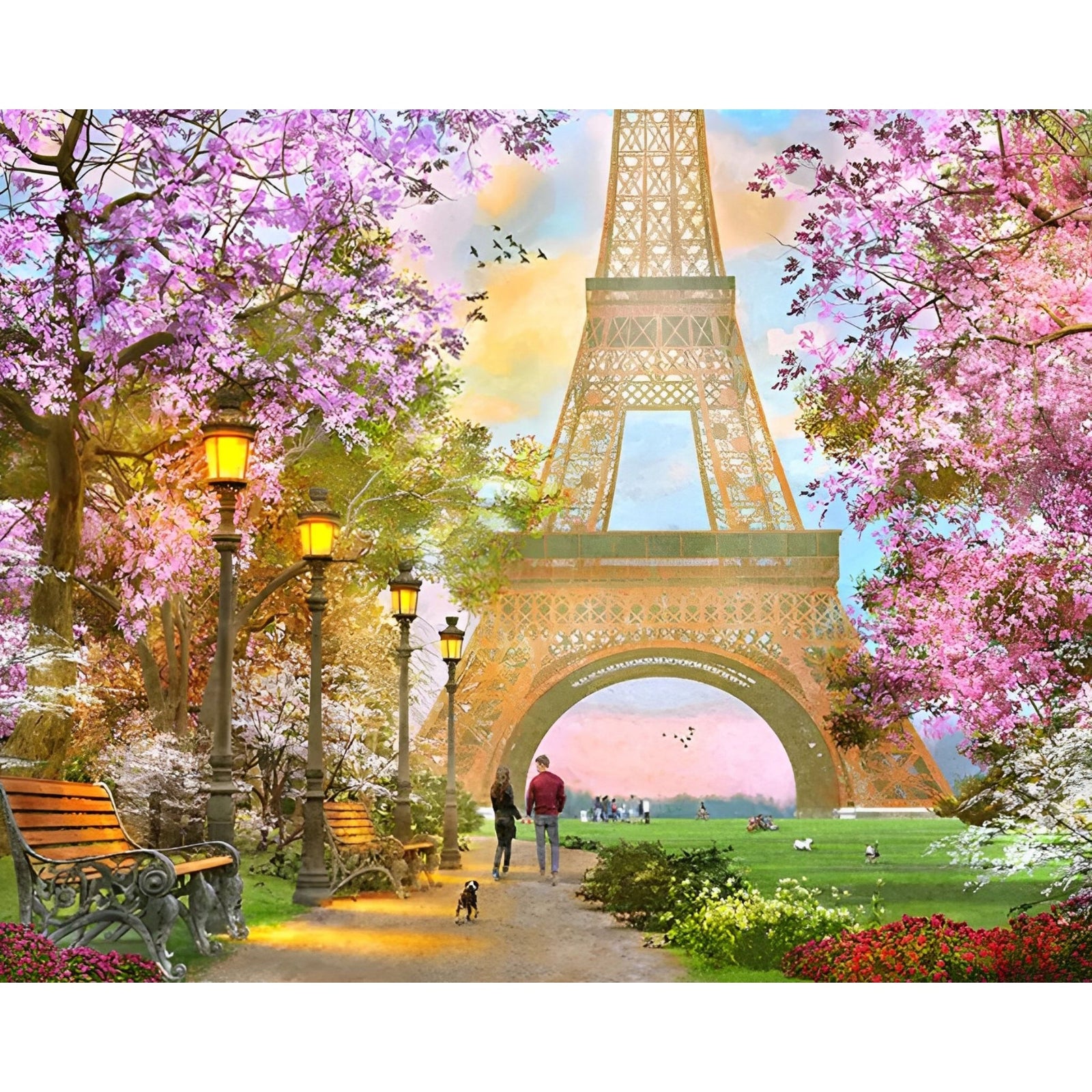 Romantic Eiffel Tower | Diamond Painting Design - Full Drill Diamond Art with 5d Square or Round Diamonds - AB Drills Available