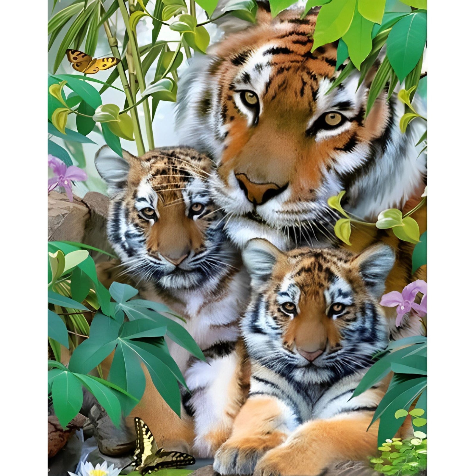 Tiger Family | Diamond Painting Design - Full Drill Diamond Art with 5d Square or Round Diamonds - AB Drills Available