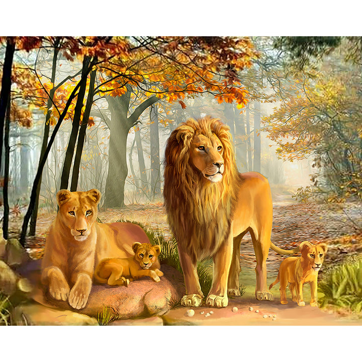 Happy Lion Family | Diamond Painting