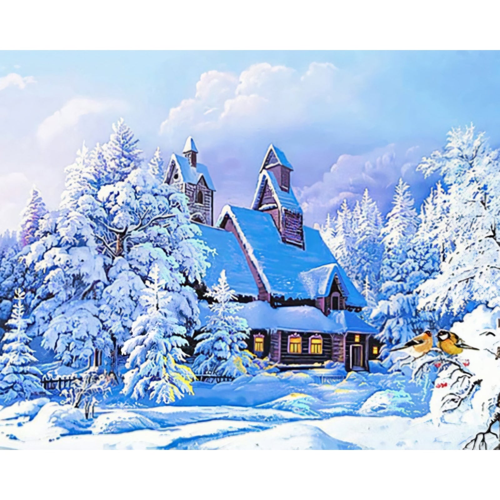 Winter Cottage | Diamond Painting Design - Full Drill Diamond Art with 5d Square or Round Diamonds - AB Drills Available