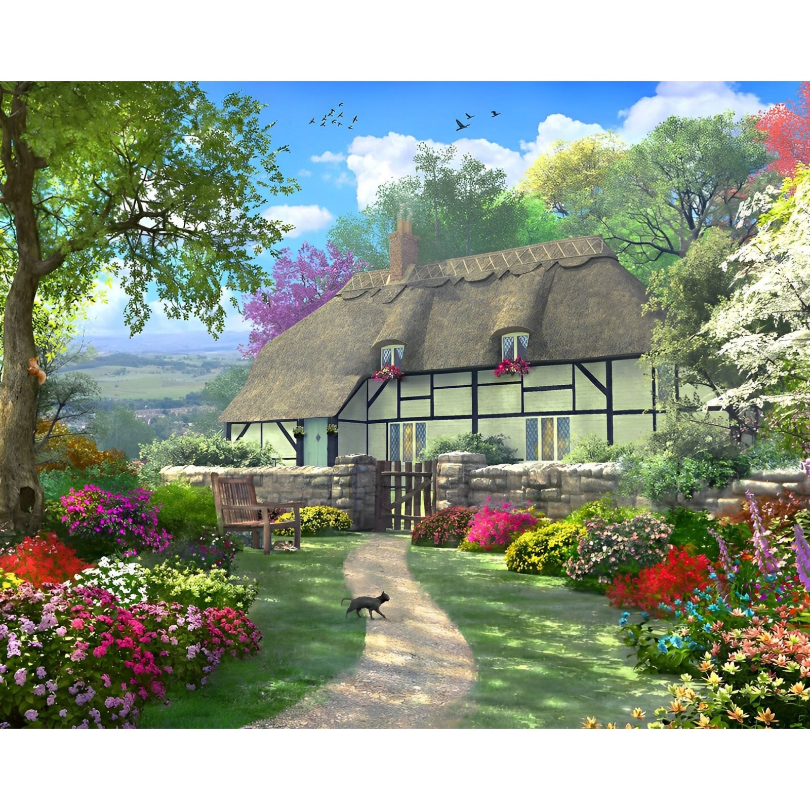 Spring Cottage | Diamond Painting Design - Full Drill Diamond Art with 5d Square or Round Diamonds - AB Drills Available