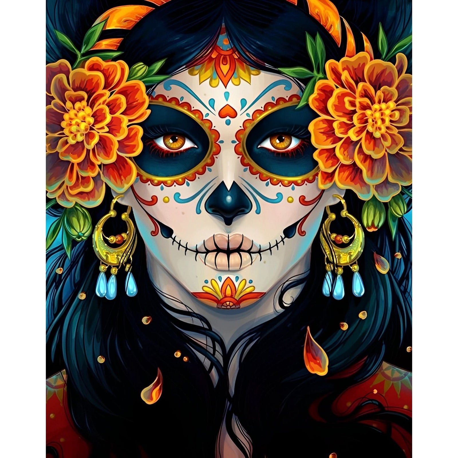 Mexican Sugar Skull | Diamond Painting Design - Full Drill Diamond Art with 5d Square or Round Diamonds - AB Drills Available