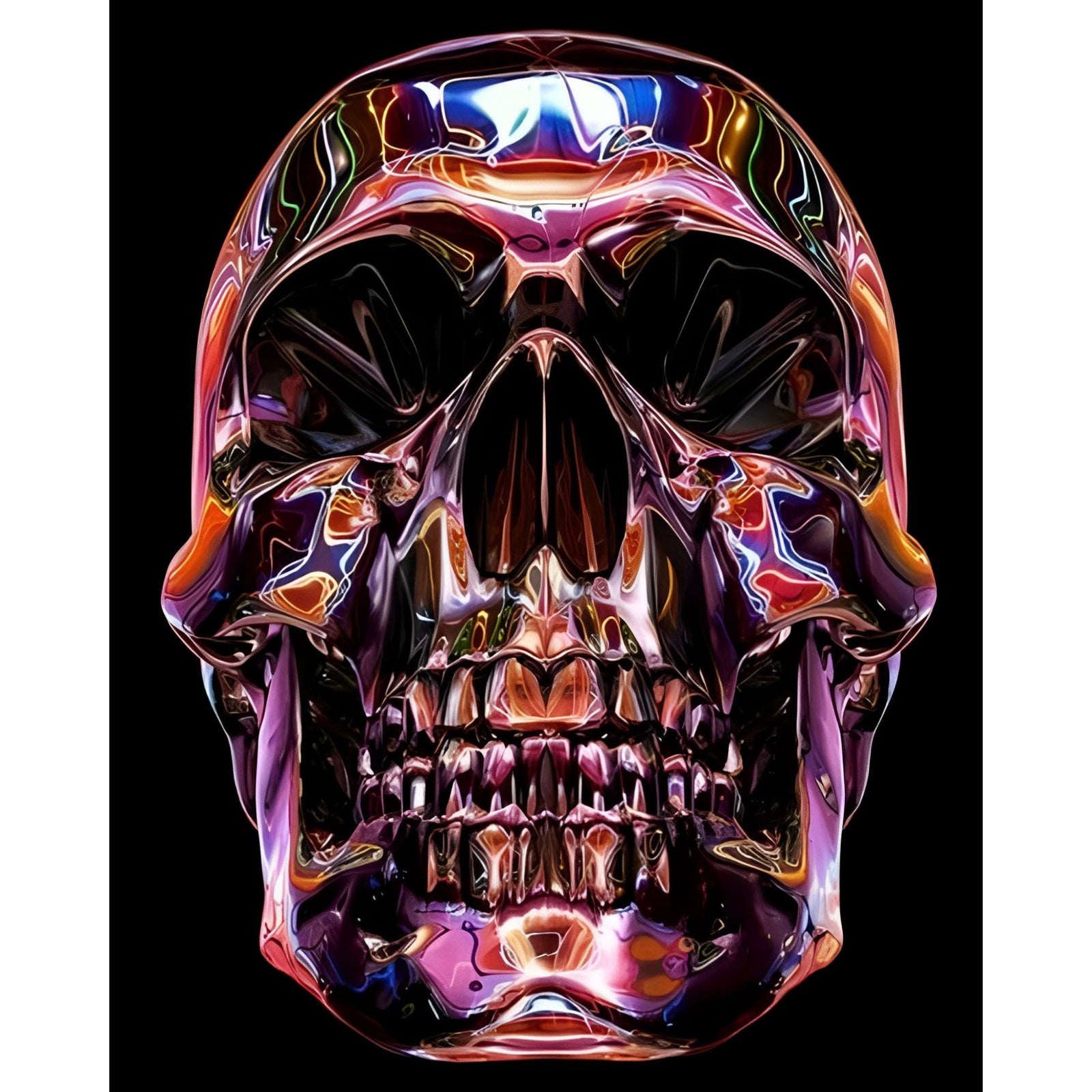 Neon Metallic Skull | Diamond Painting Design - Full Drill Diamond Art with 5d Square or Round Diamonds - AB Drills Available