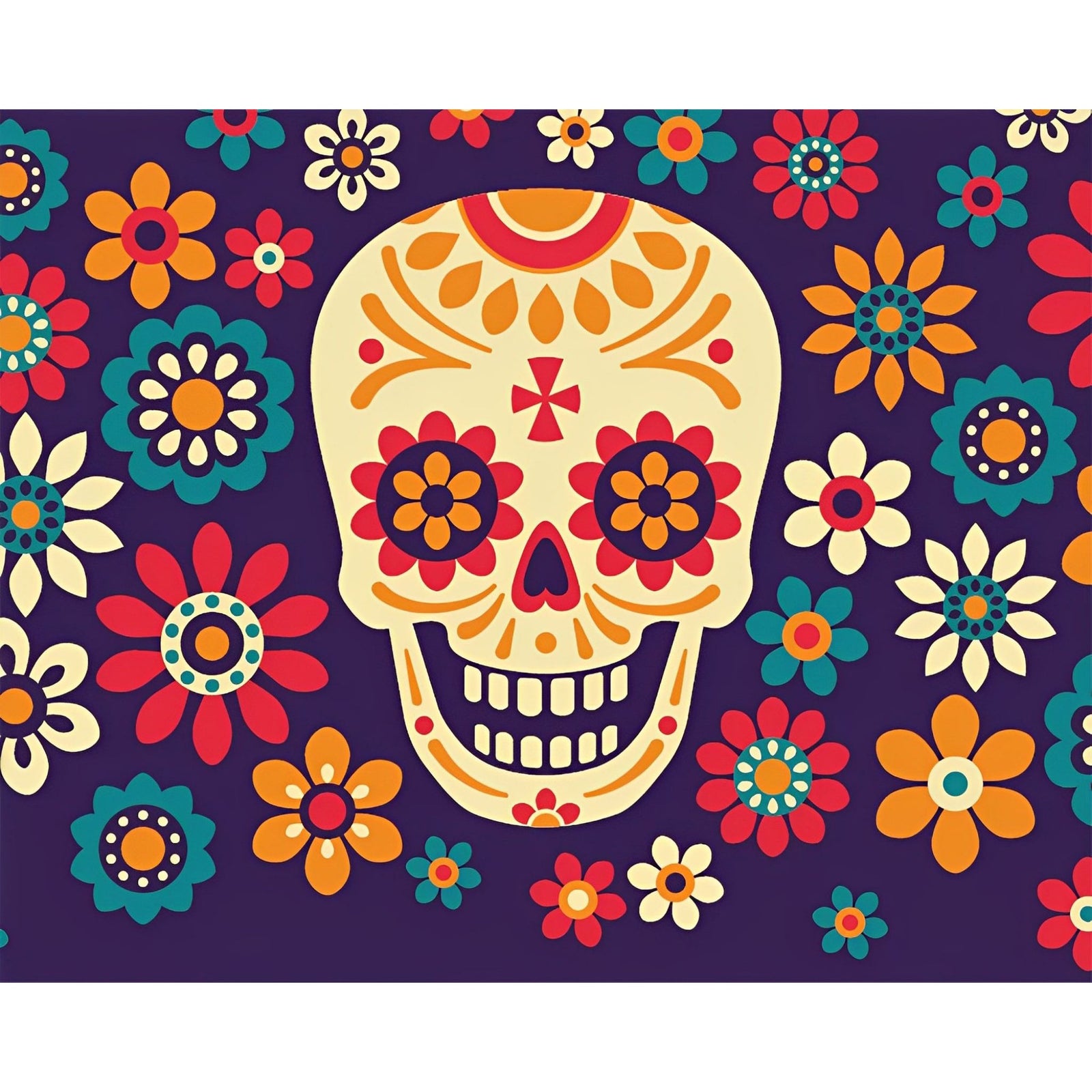 Sugar Skull Floral | Diamond Painting Design - Full Drill Diamond Art with 5d Square or Round Diamonds - AB Drills Available