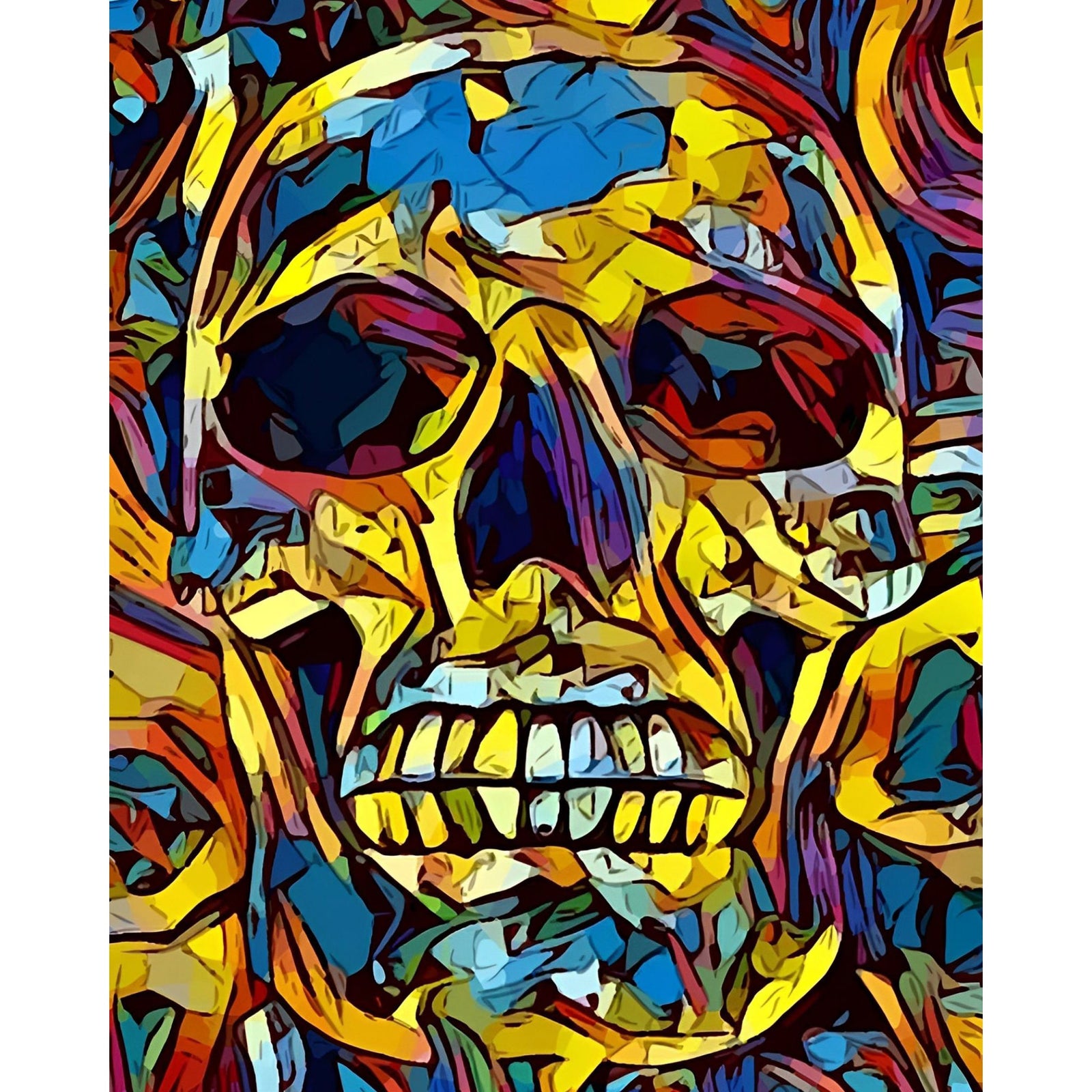 Abstract Rainbow Skull | Diamond Painting Design - Full Drill Diamond Art with 5d Square or Round Diamonds - AB Drills Available