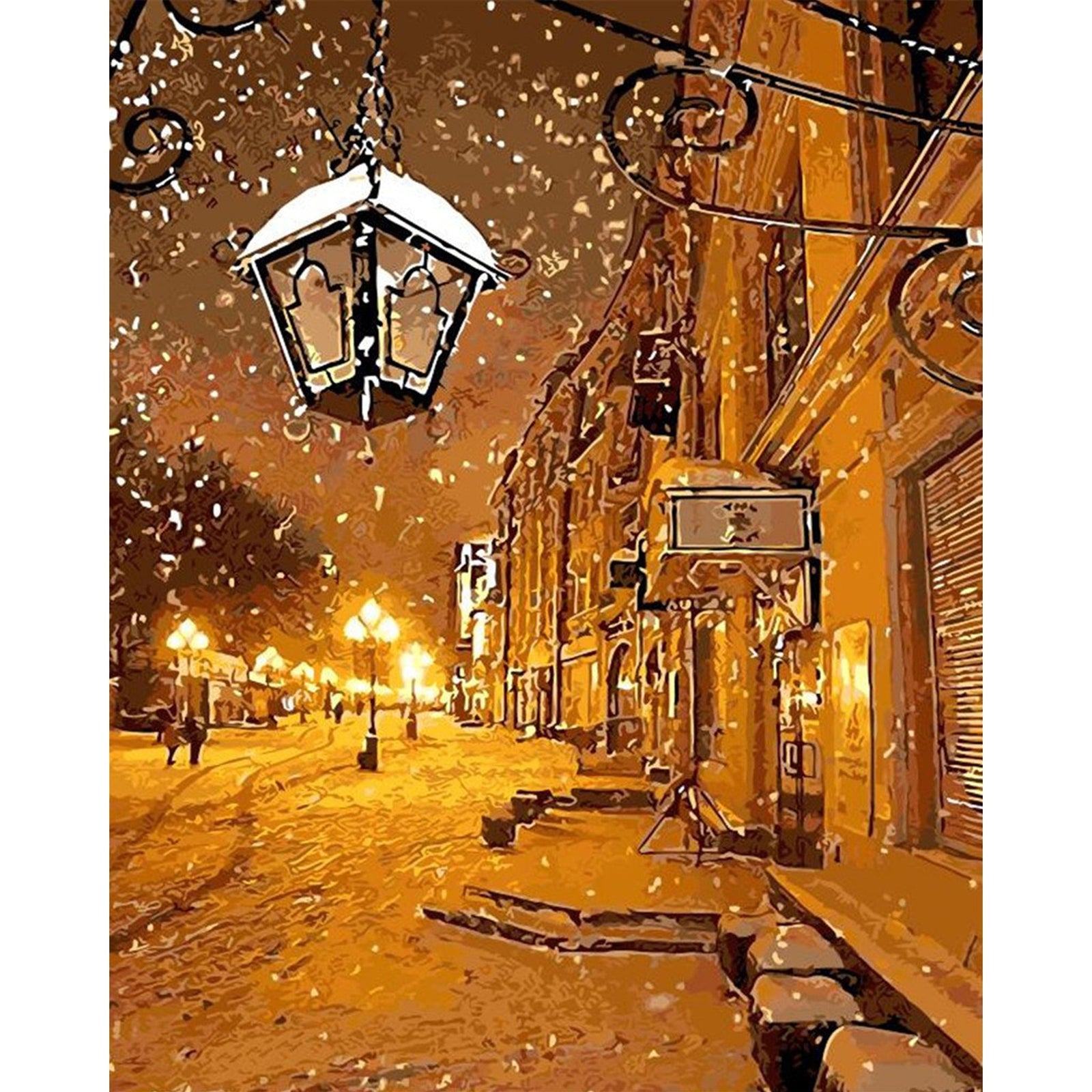 Warmth in Winter Village | Diamond Painting Design - Full Drill Diamond Art with 5d Square or Round Diamonds - AB Drills Available