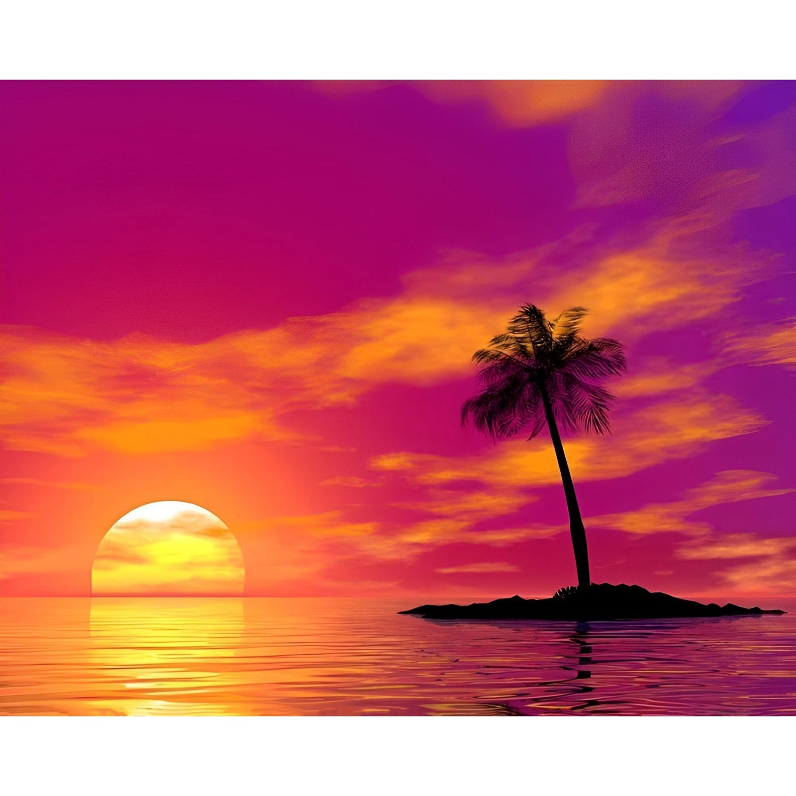 Sunset Island | Diamond Painting Design - Full Drill Diamond Art with 5d Square or Round Diamonds - AB Drills Available