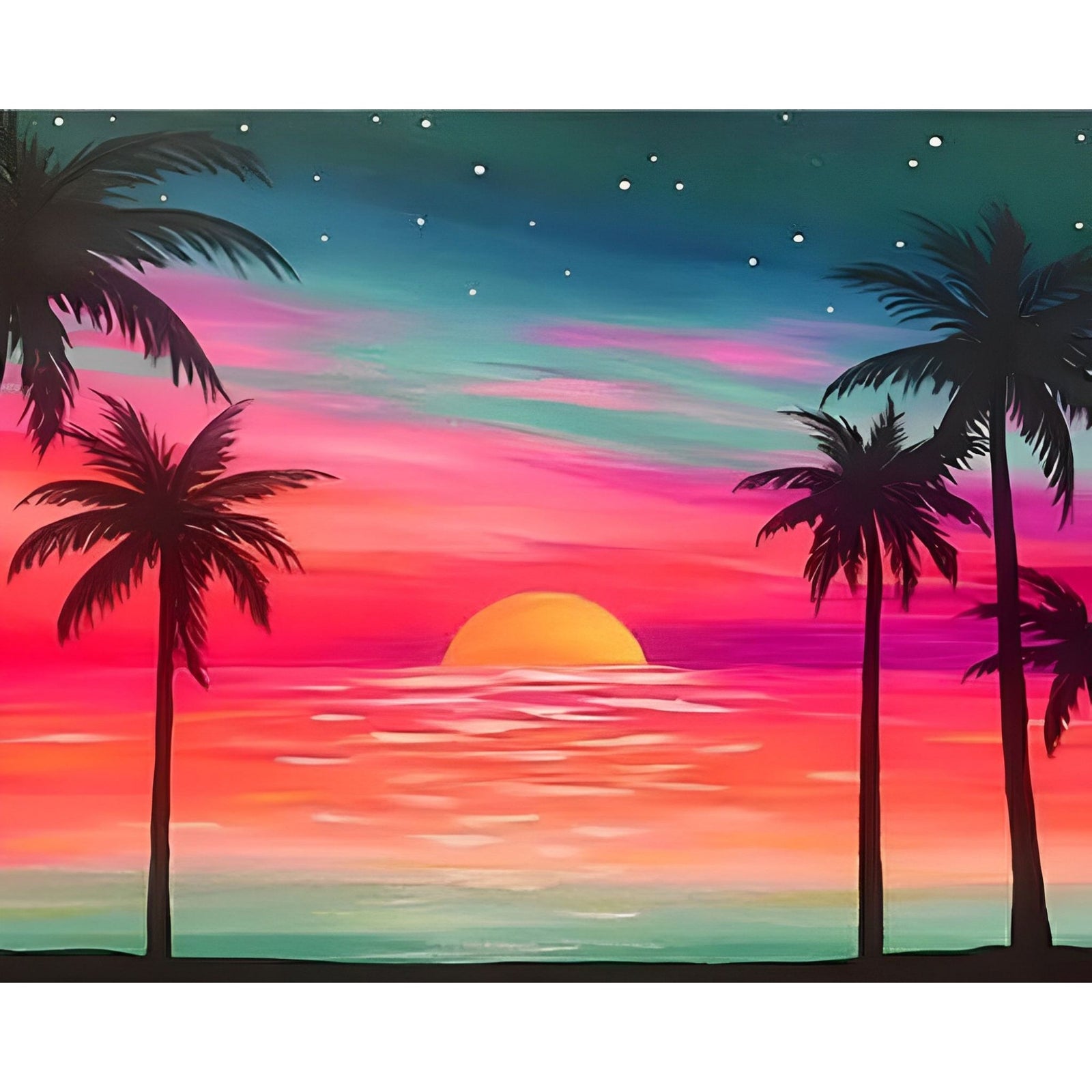 Summer Beach Sunset | Diamond Painting Design - Full Drill Diamond Art with 5d Square or Round Diamonds - AB Drills Available