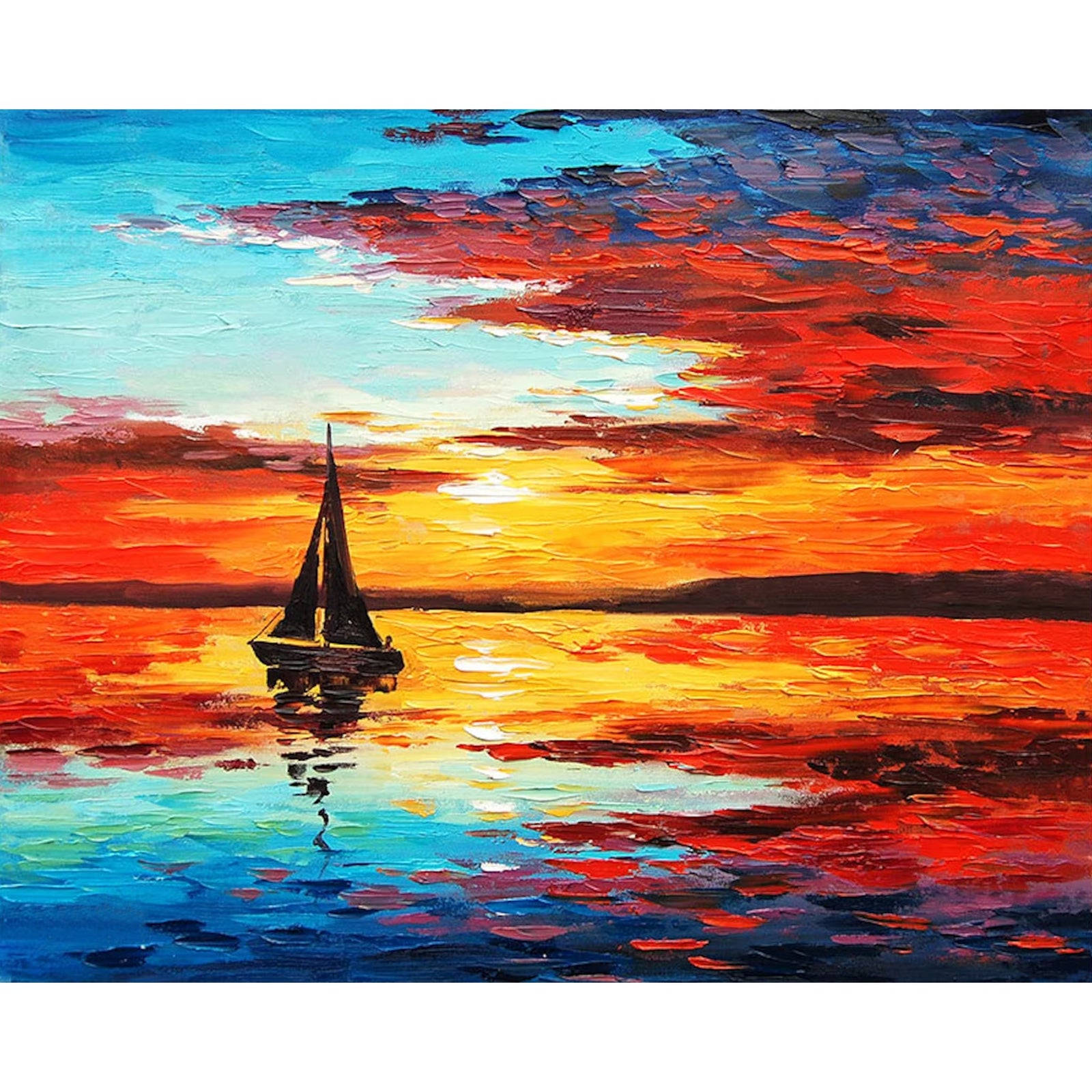 Sunset Sailboat | Diamond Painting Design - Full Drill Diamond Art with 5d Square or Round Diamonds - AB Drills Available