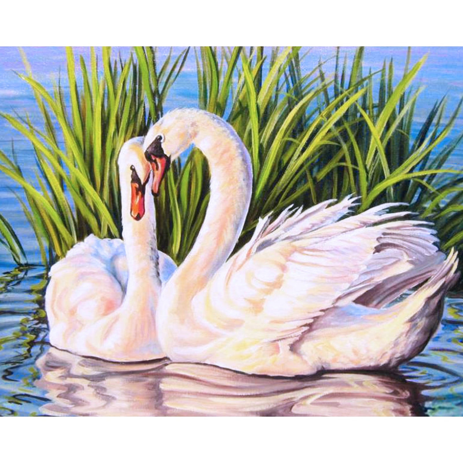 Swans Love Romance | Diamond Painting Design - Full Drill Diamond Art with 5d Square or Round Diamonds - AB Drills Available