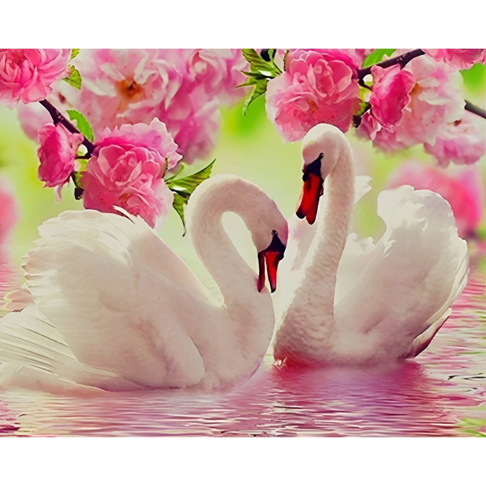 Swans Romance | Diamond Painting Design - Full Drill Diamond Art with 5d Square or Round Diamonds - AB Drills Available