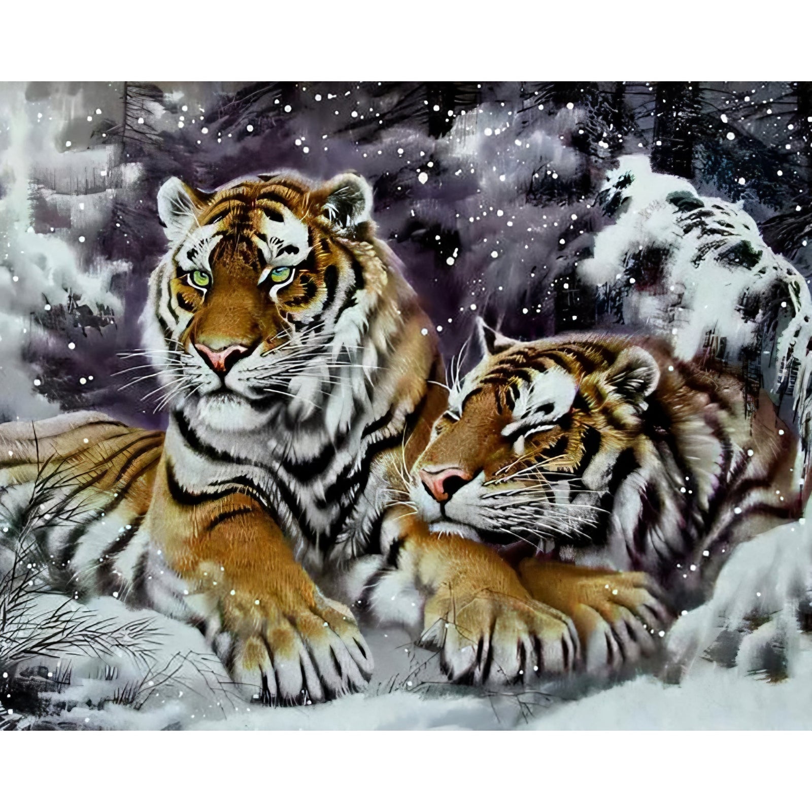 Winter Tigers | Diamond Painting Design - Full Drill Diamond Art with 5d Square or Round Diamonds - AB Drills Available