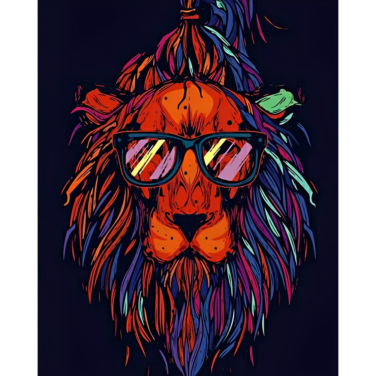 Lion Hipster | Diamond Painting Design - Full Drill Diamond Art with 5d Square or Round Diamonds - AB Drills Available