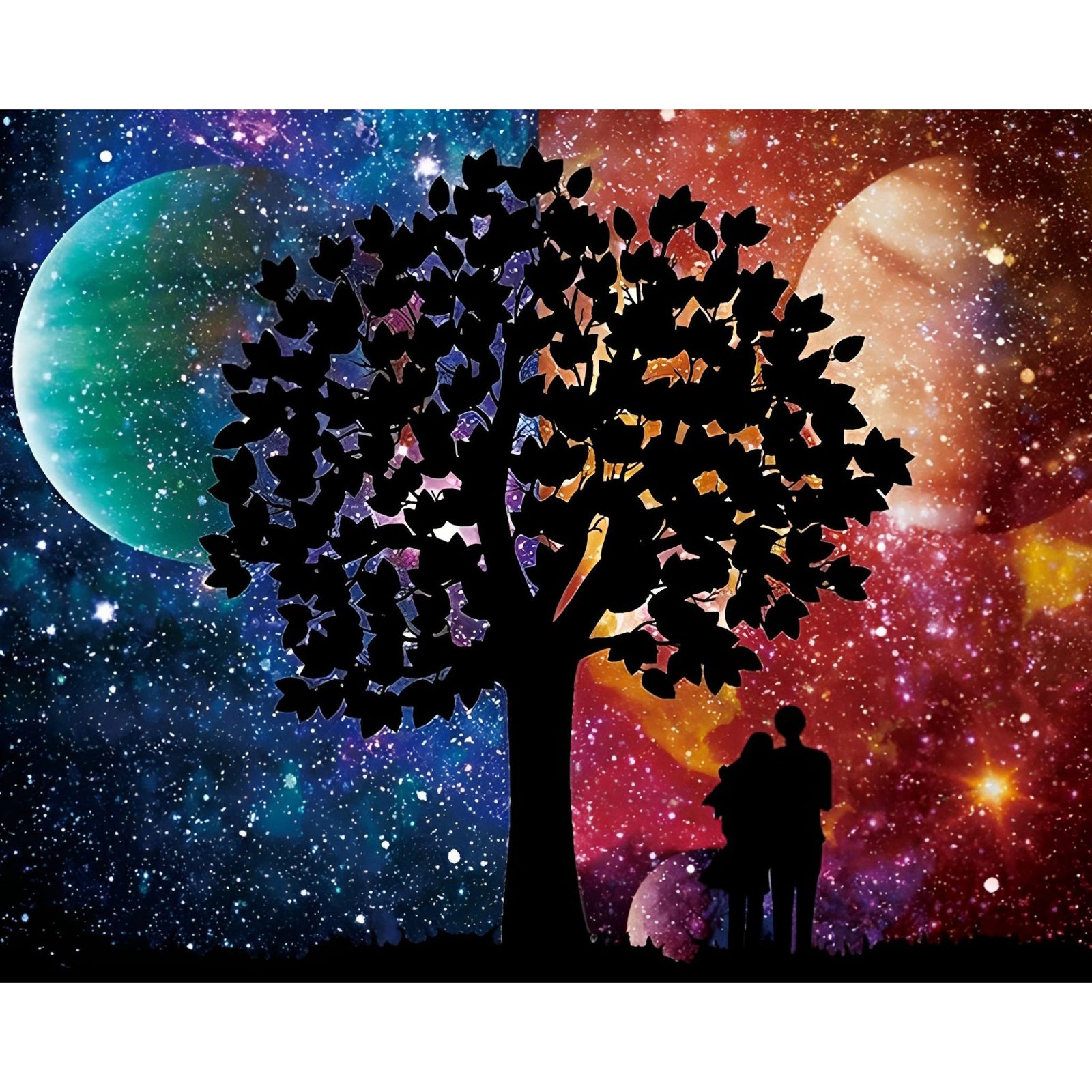 Moon Tree Romance | Diamond Painting Design - Full Drill Diamond Art with 5d Square or Round Diamonds - AB Drills Available