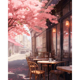 Romantic Neighborhood Cafe | Diamond Painting Design - Full Drill Diamond Art with 5d Square or Round Diamonds - AB Drills Available