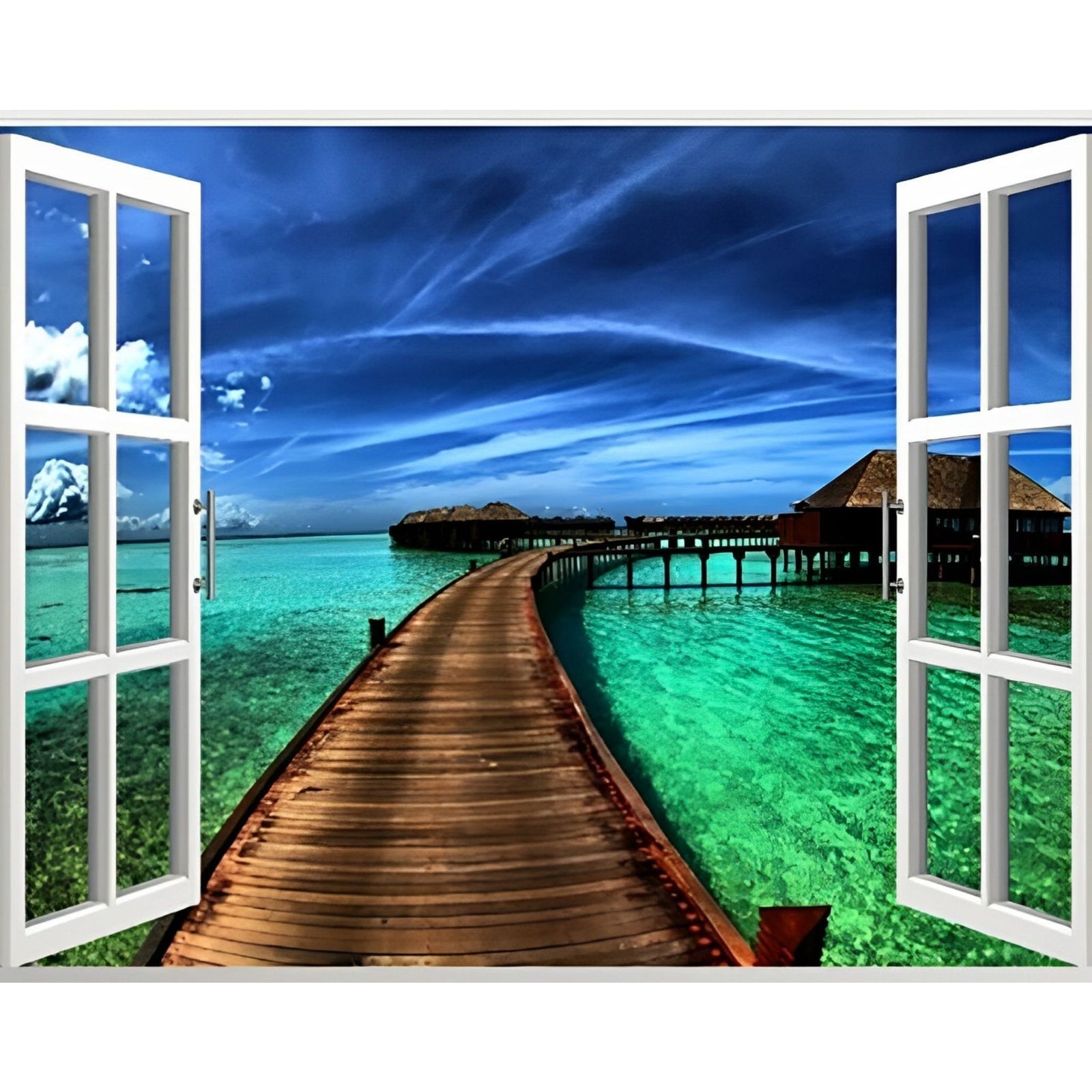 Dockside Window | Diamond Painting Design - Full Drill Diamond Art with 5d Square or Round Diamonds - AB Drills Available