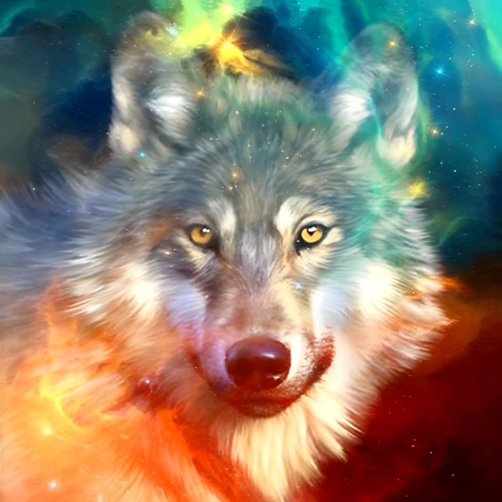 Watercolor Wolf | Diamond Painting Design - Full Drill Diamond Art with 5d Square or Round Diamonds - AB Drills Available