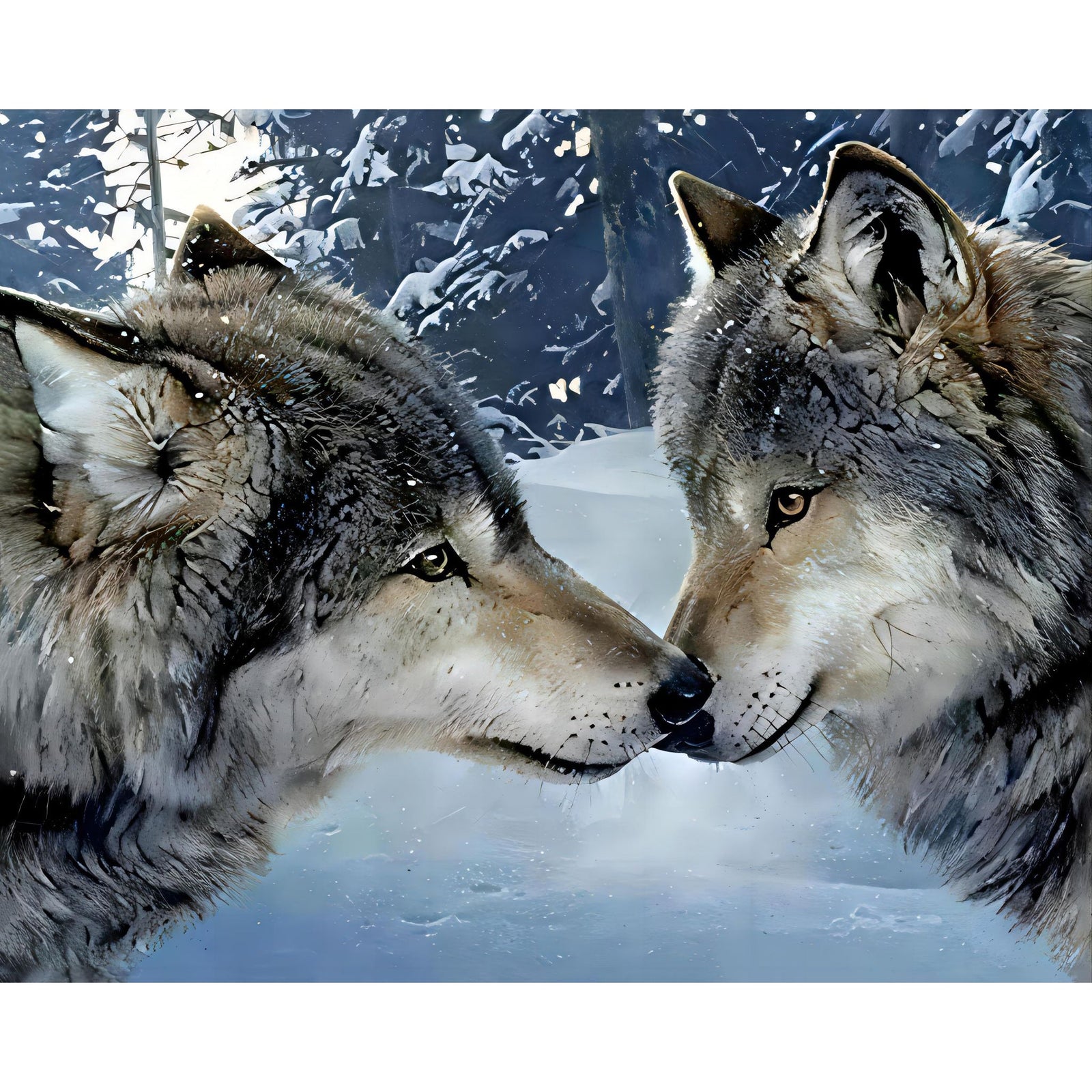 Two Gray Wolves | Diamond Painting Design - Full Drill Diamond Art with 5d Square or Round Diamonds - AB Drills Available